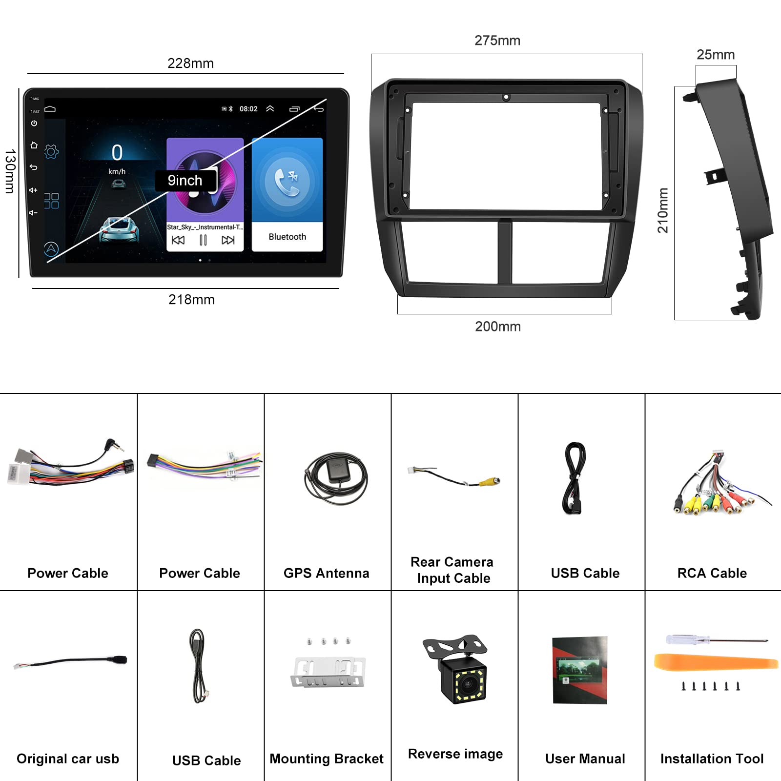 UNITOPSCI 9 Inch Android Car Stereo for Subaru Forester Impreza WRX 2008-2012 | Double Din HD Touchscreen | Bluetooth GPS Navigation | FM Radio USB Mirror Link | Backup Camera Included | Perfect for Road Trips & Daily Commuting