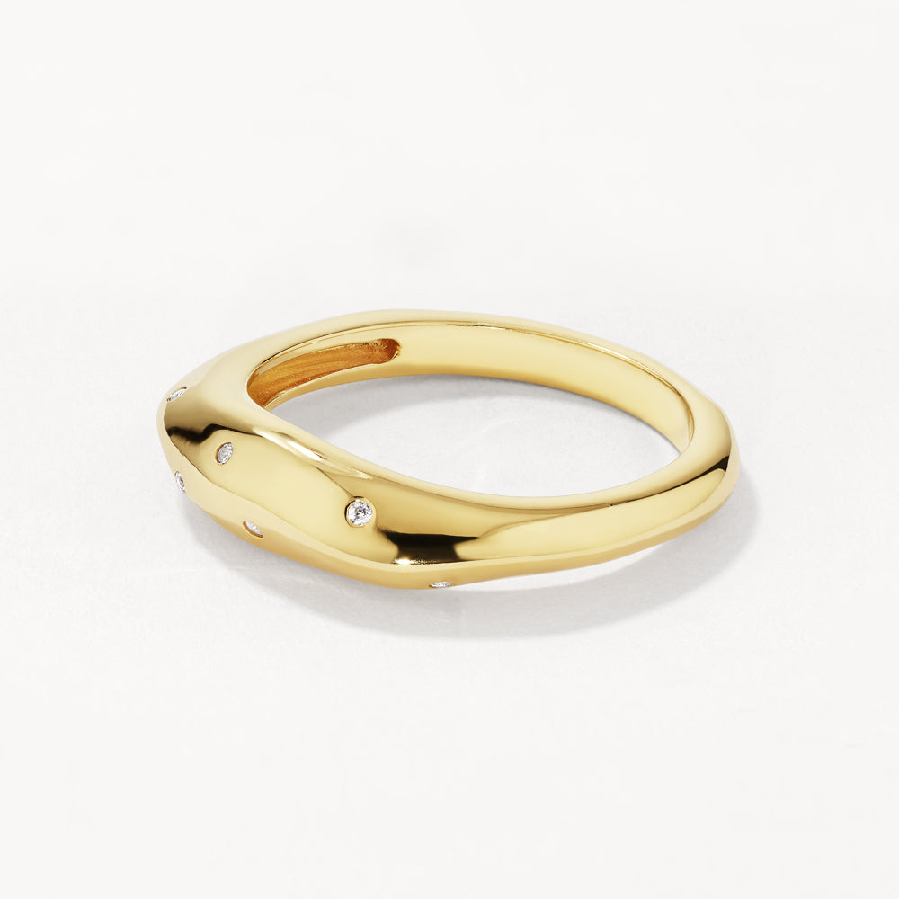White Zircon Polka Dot Gold Ring for Women - Elegant Dainty Jewelry Gift for Birthday, Anniversary & Special Occasions