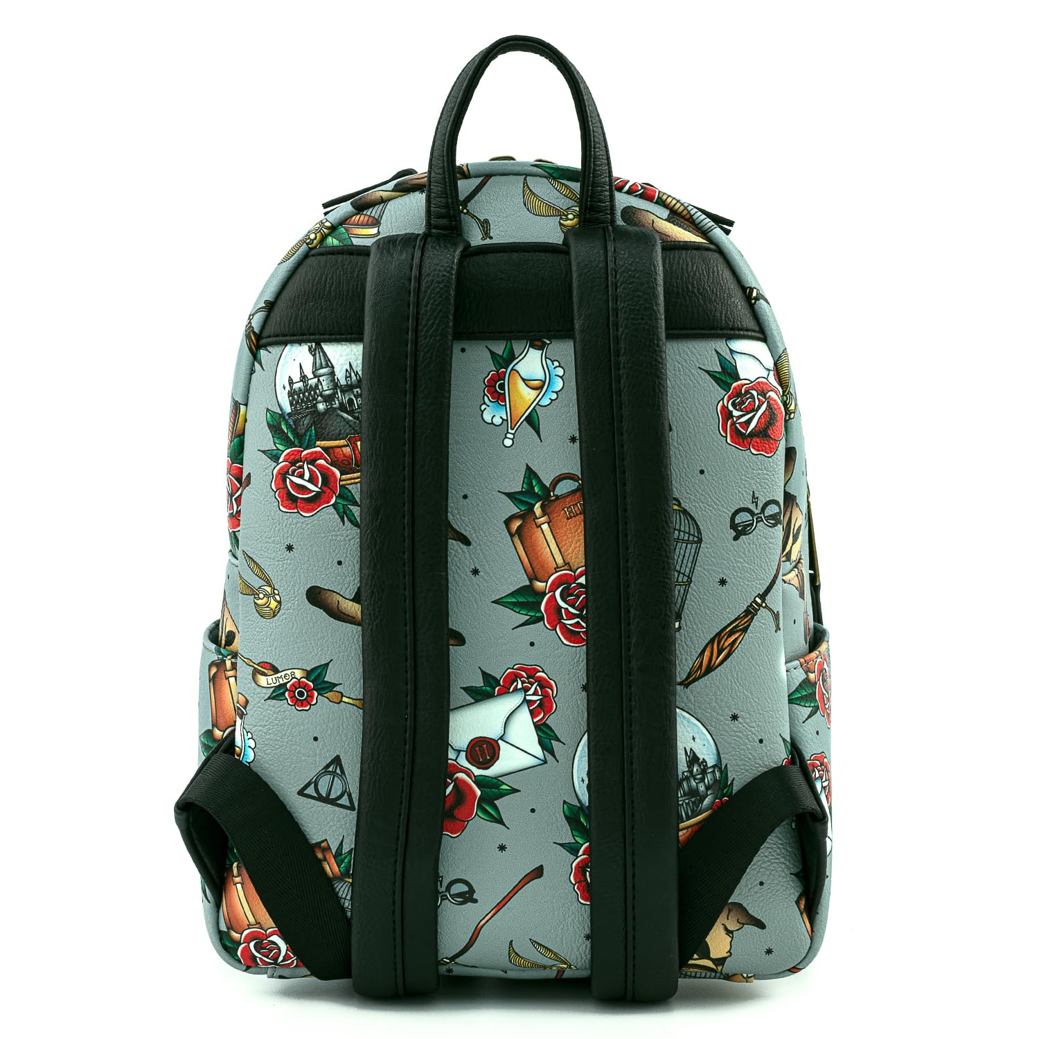 Loungefly Harry Potter Tattoo Print Women's Double Strap Shoulder Bag Purse - Stylish Wizarding World Accessory for Cosplay, Comic Con & Everyday Use