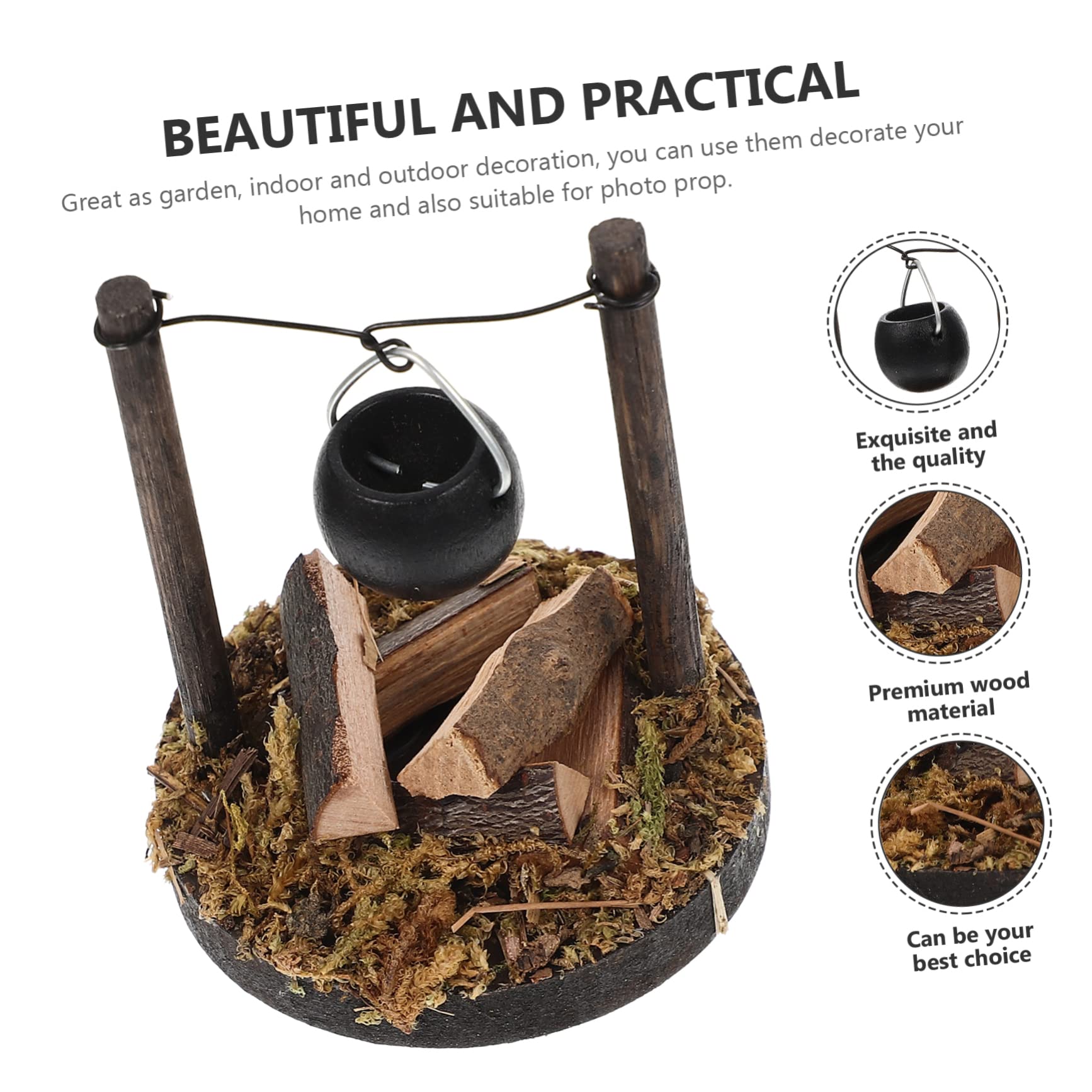 Vaguelly Delicate Miniature Outdoor Stove - Tiny Wooden Stove for Dollhouse & Fairy Garden Decor - Perfect for Indoor Miniature Displays & Outdoor Fairy Garden Scenes