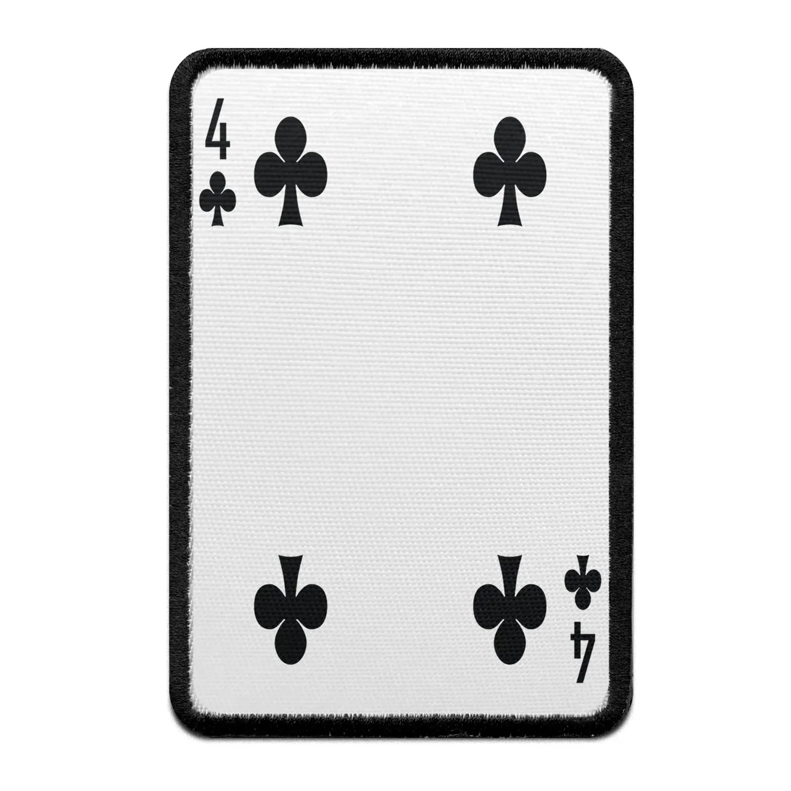 Four of Clubs Playing Card Embroidered Iron-On Patch - DIY Customization for Jackets, Hats & Bags | Poker & Magic Theme Accessories