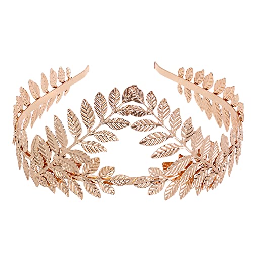 Elegant Gold Leaf Crown Headband - European Style Bridal Hair Accessory for Women, Vintage Leaf Hairband with Metal Vine Design, Perfect for Weddings, Boho Parties & Festivals (Multicolor, One Size)