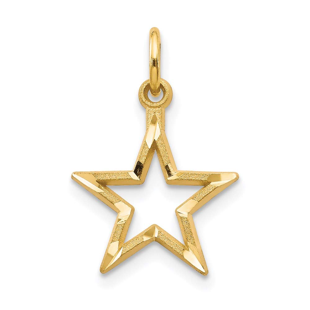 The Black Bow 14k Yellow Gold 13mm Diamond Cut Open Star Pendant - Elegant Jewelry for Everyday Wear & Special Occasions