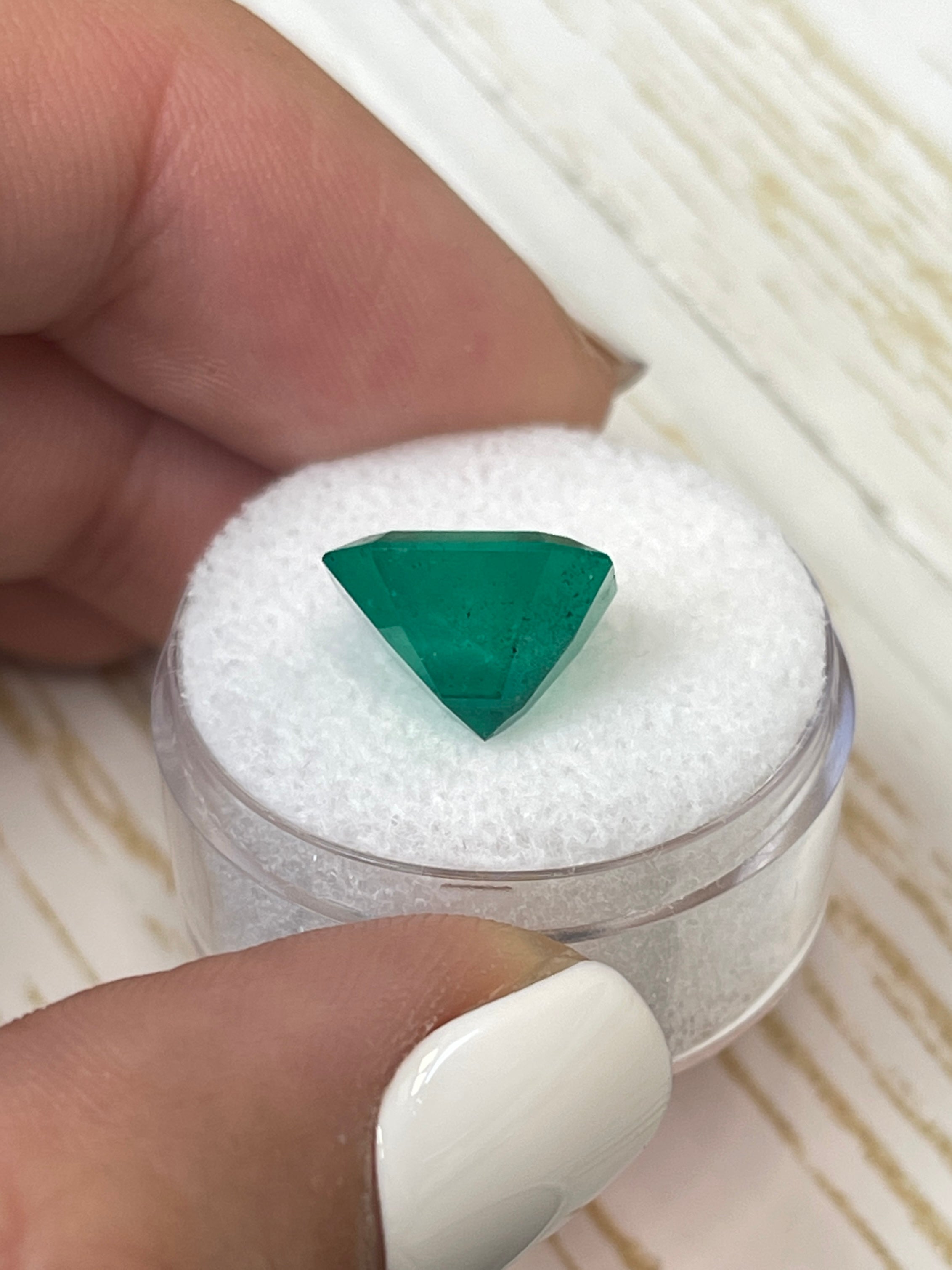 5.91 Carat 12x11mm Deep Green Natural Loose Colombian Emerald Gemstone - Emerald Cut for Jewelry Making, Engagement Rings & Luxury Gifts