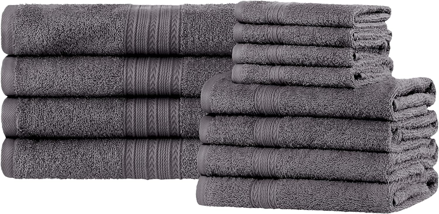 Premium 12-Piece Organic Cotton Towel Set | Soft, Eco-Friendly & Absorbent Bath Towels for Spa, Gym & Home Use