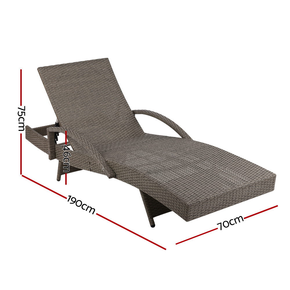 Premium Outdoor Sun Lounger Chair with Cushion - Grey - Waterproof & Durable Patio Furniture for Poolside, Beach, Garden Relaxation