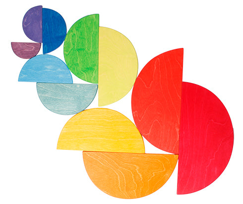 Grimm's Large Wooden Rainbow Semicircles - Montessori Educational Toy for Kids, Stacking & Sorting Activity for Toddlers - Perfect for Playroom, Classroom & Sensory Play