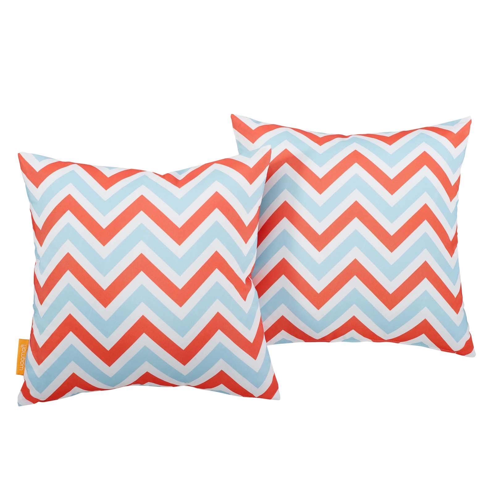 Modern Contemporary Outdoor Patio Balcony Garden Pillow Covers - Set of 2 Waterproof Fabric Throw Pillows in Multi-Color Patterns - Perfect for Porch, Deck, Lounge & Backyard Decor