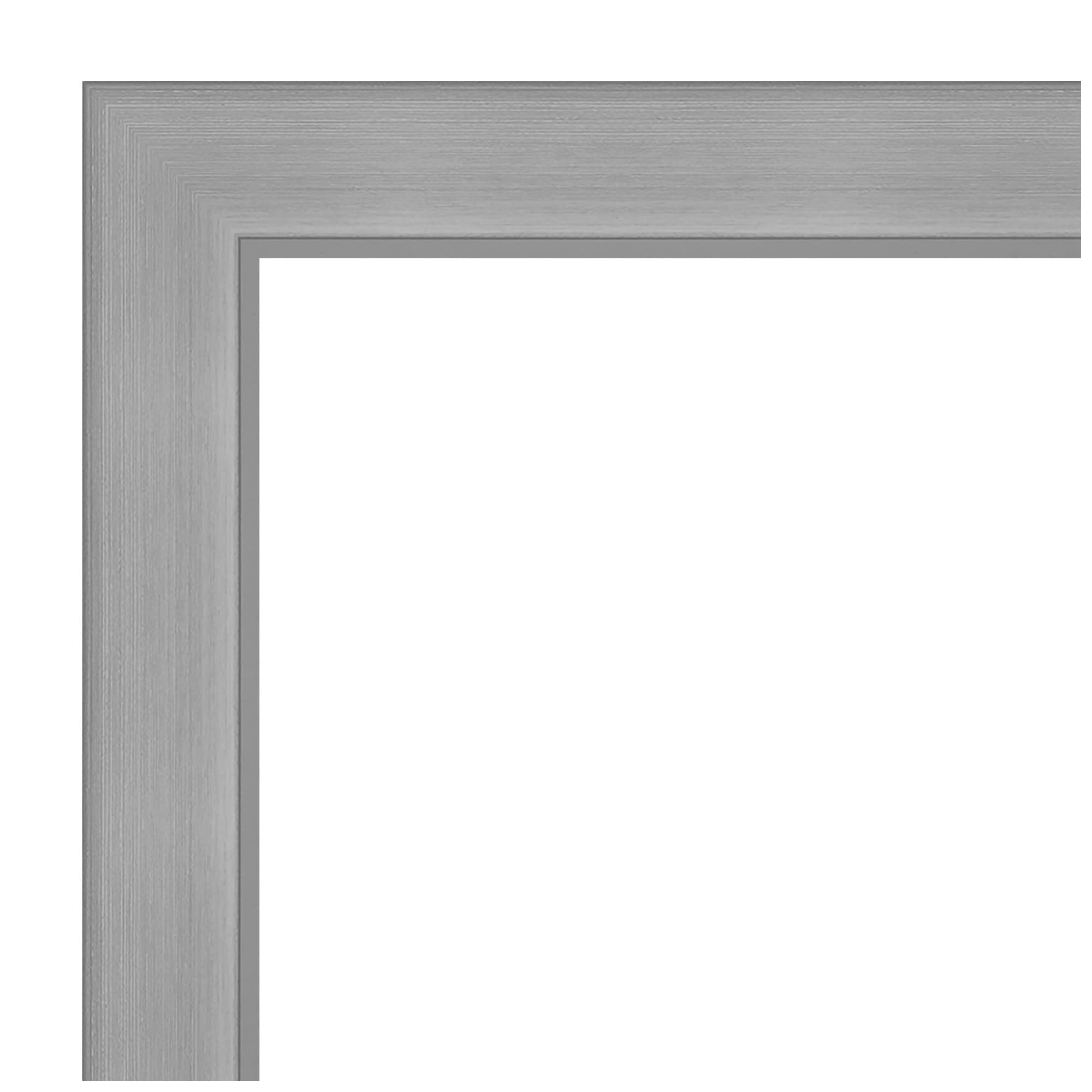 Amanti Art 34x44 Inch Silver Wall Mirror - Brushed Nickel Rectangle Bathroom & Living Room Decor - Large Casual Frame with Beveled Edge - Hangs Horizontally or Vertically - Perfect for Bathroom Vanity, Entryway & Bedroom Decor