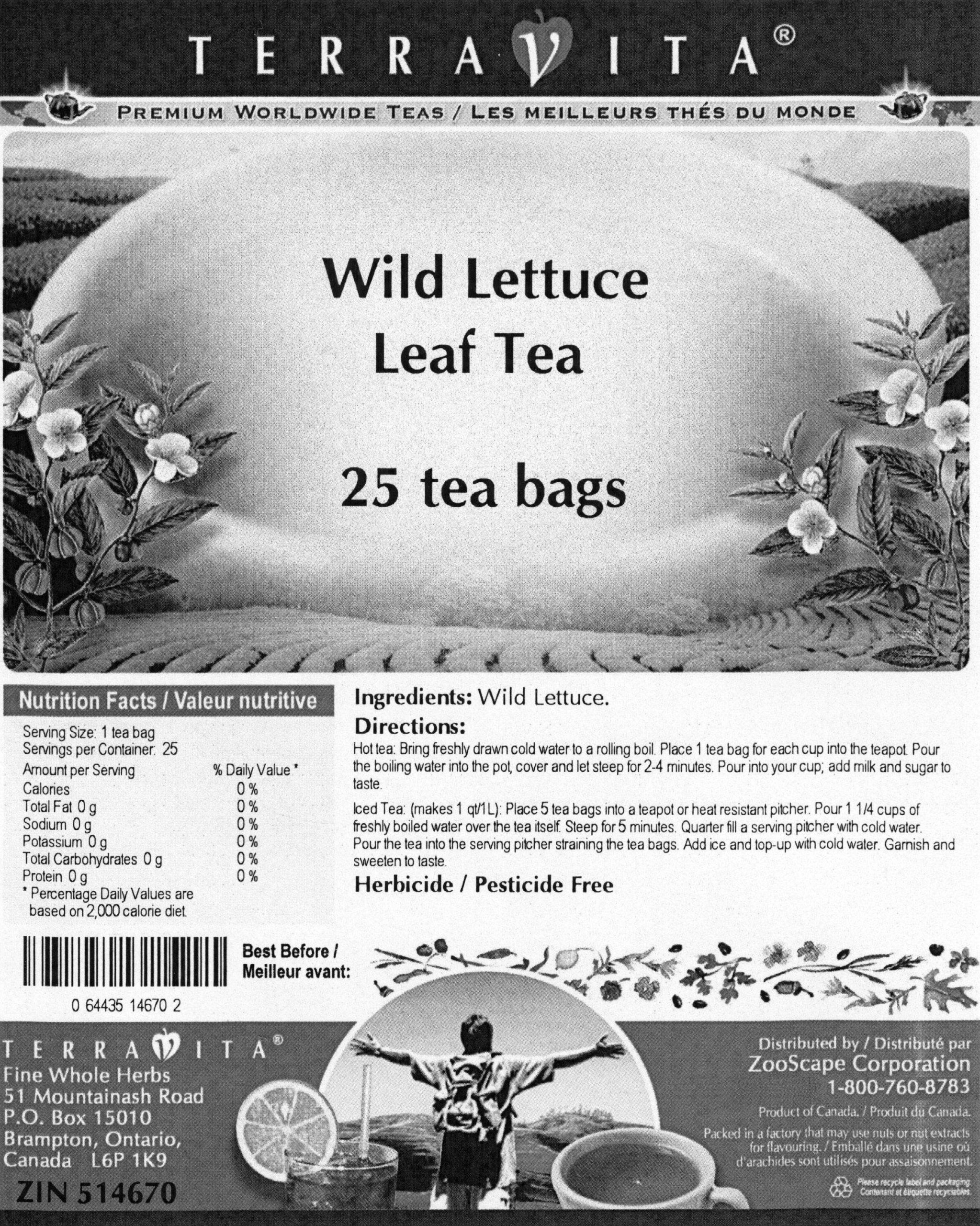 Organic Wild Lettuce Leaf Tea - 25 Herbal Tea Bags | Natural Relaxation & Sleep Aid | USDA Certified | ZIN 514670 | Perfect for Stress Relief & Nighttime Relaxation
