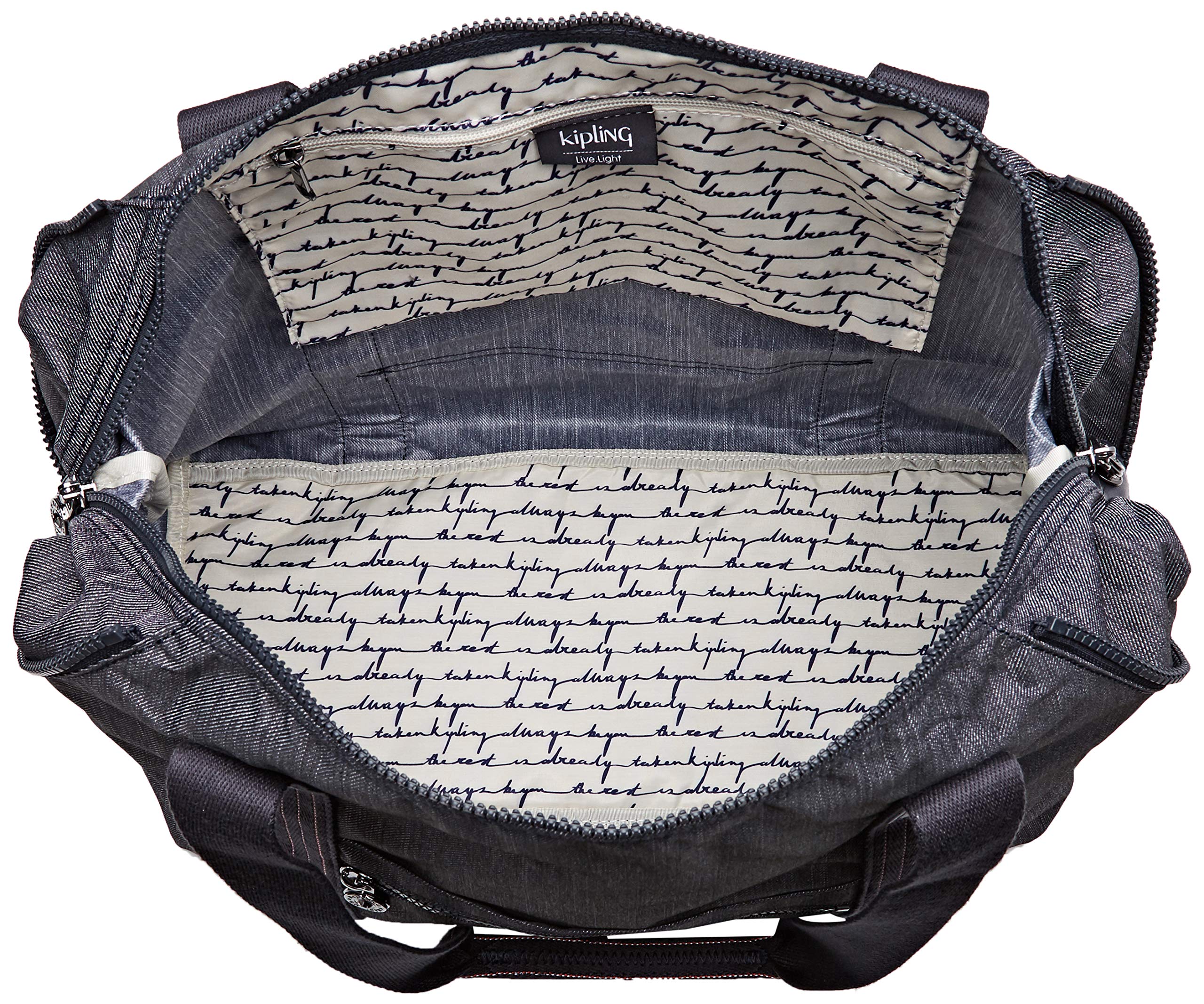 Kipling ART M Travel Tote Bag - 58cm Large Lightweight Carryall (26L, 0.50kg) in Active Denim - Perfect for Work, Gym & Weekend Getaways