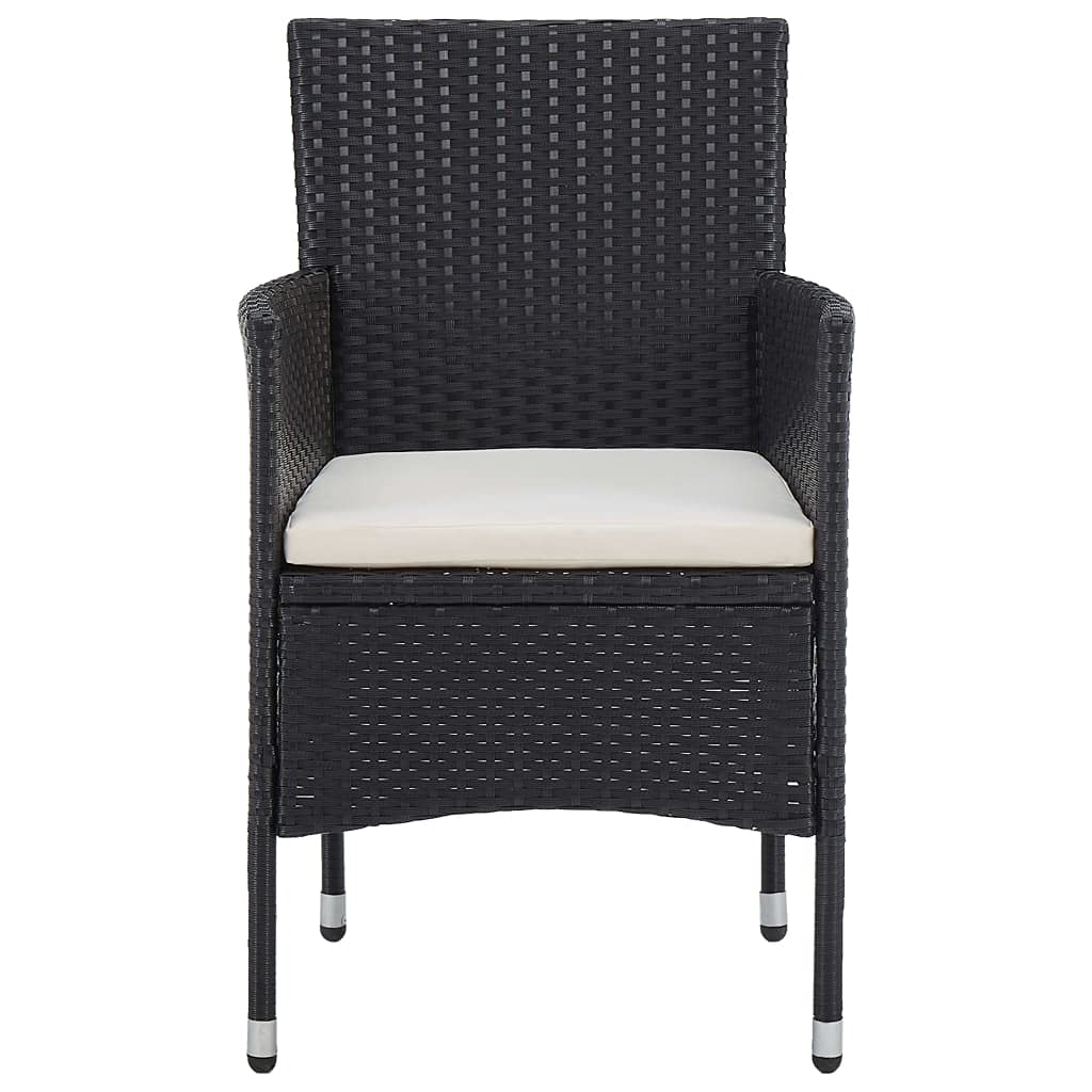 **2-Piece Black Poly Rattan Outdoor Dining Chairs - Patio, Deck, Garden, Lawn, Terrace & Backyard Seating - Weather-Resistant Wicker Furniture for Relaxing & Entertaining**