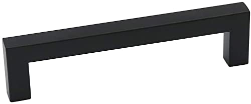 Homdiy 45-Pack Black Square Cabinet Pulls - 4.5 Inch Hole Center Modern Stainless Steel Kitchen & Bathroom Drawer Handles - Durable Cabinet Hardware for Home Renovation & DIY Projects