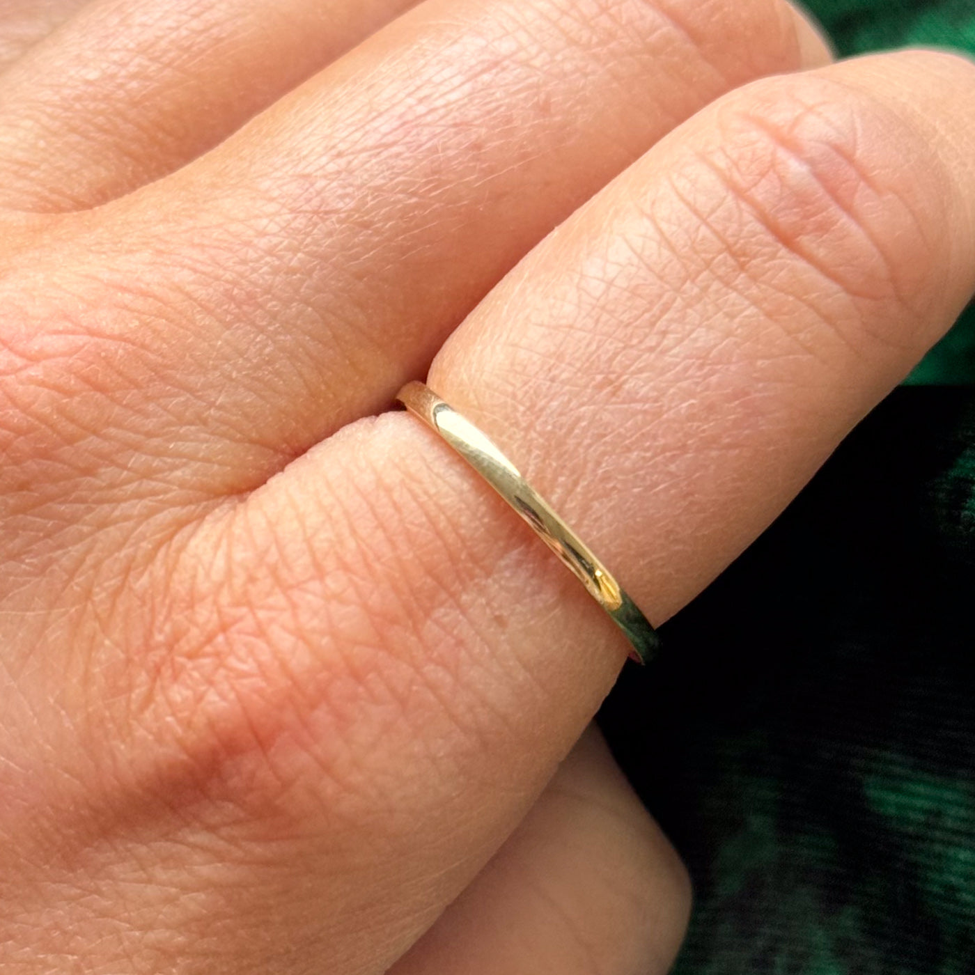 10K Yellow Gold Dainty Band Ring - 2mm Thin Wedding Band for Women, Stackable Minimalist Ring for Everyday Wear, Anniversary Gift & Bridal Jewelry
