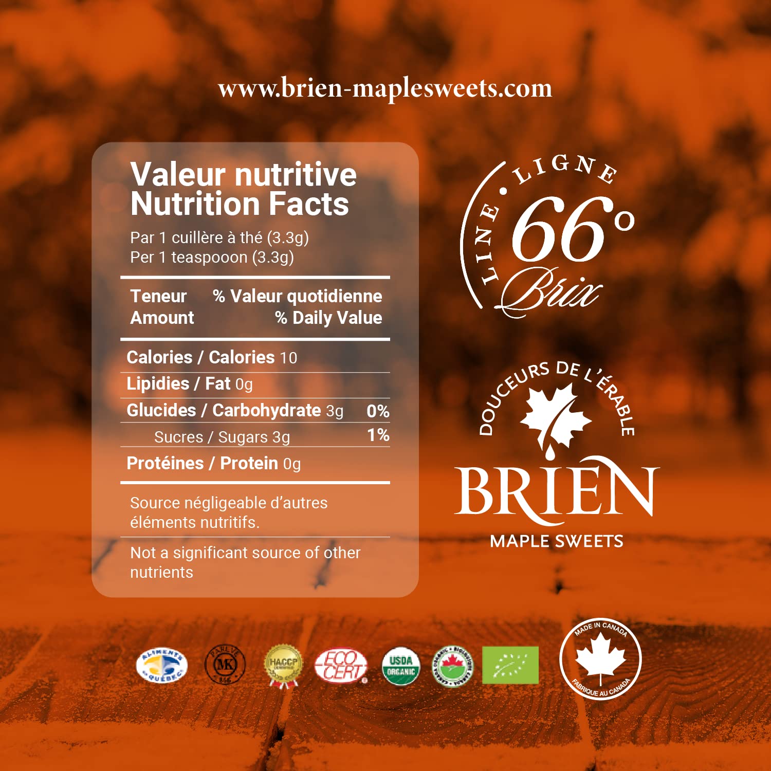 Brien Pure Maple Sugar - Natural Granulated Sweetener | Vegan, Paleo Friendly, Dairy-Free | Grade A Maple Syrup | 12.3 Oz - Perfect for Baking, Coffee, Tea & Healthy Recipes
