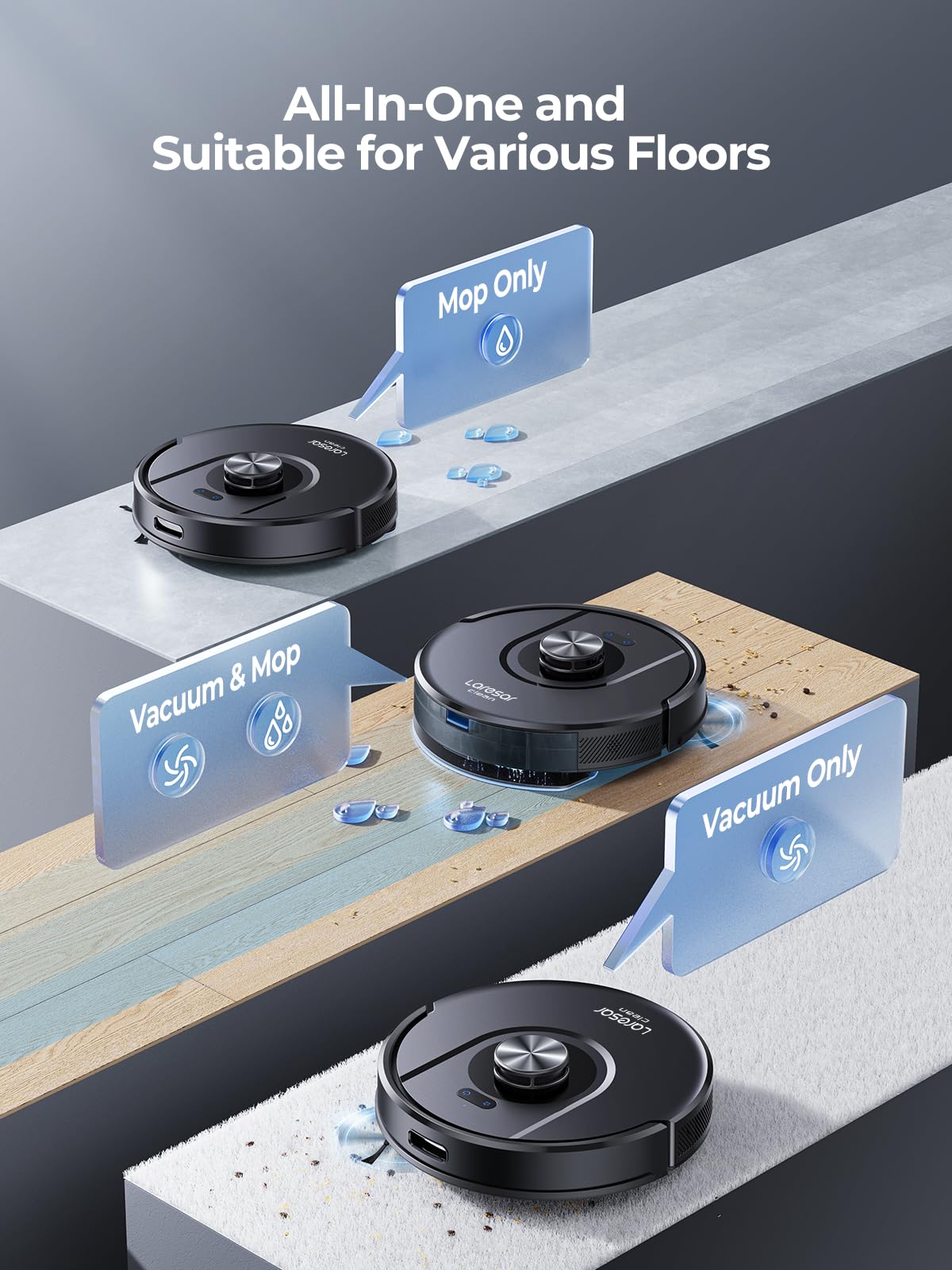 Smart Robot Vacuum and Mop Combo 5000Pa with LiDAR Navigation - 3-in-1 Self-Charging Robotic Cleaner with Auto Carpet Boost, App & Voice Control - Perfect for Pet Hair, Hardwood Floors & Large Homes (5 Maps Storage) - Ideal for Daily Cleaning, Pet Owners & Busy Families