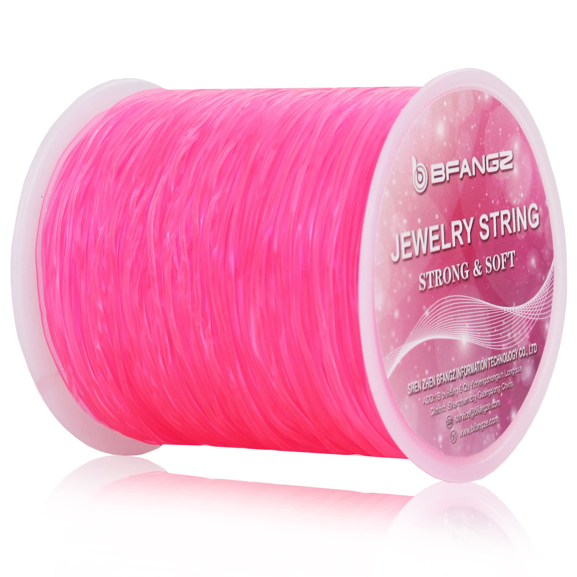 BFANGZ 0.8mm 100M Stretch Elastic String for Jewelry Making - Stretchy Beading Cord for Bracelets, Necklaces & DIY Crafts - Crystal Clear Elastic Thread for Beading Supplies (Pink) | Perfect for Handmade Jewelry, Friendship Bracelets & Beading Projects