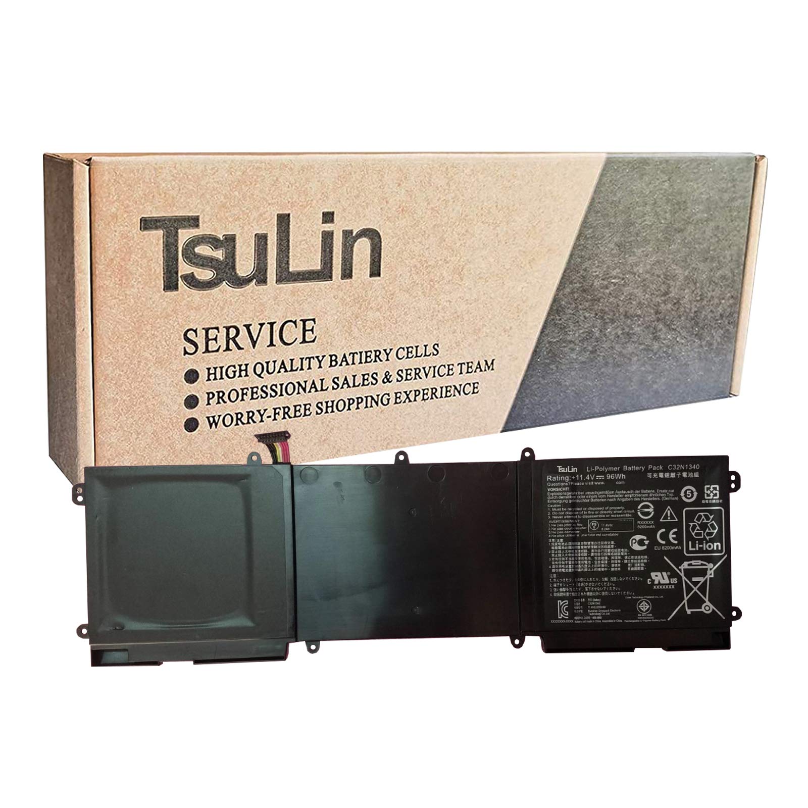 TsuLin C32N1340 Replacement Laptop Battery for Asus Zenbook NX500J NX500 NX500JK NX500JK-DR018H Ultrabook - 11.4V 96Wh 8200mAh High Capacity Battery - Perfect for Work, Travel & Extended Computing Sessions