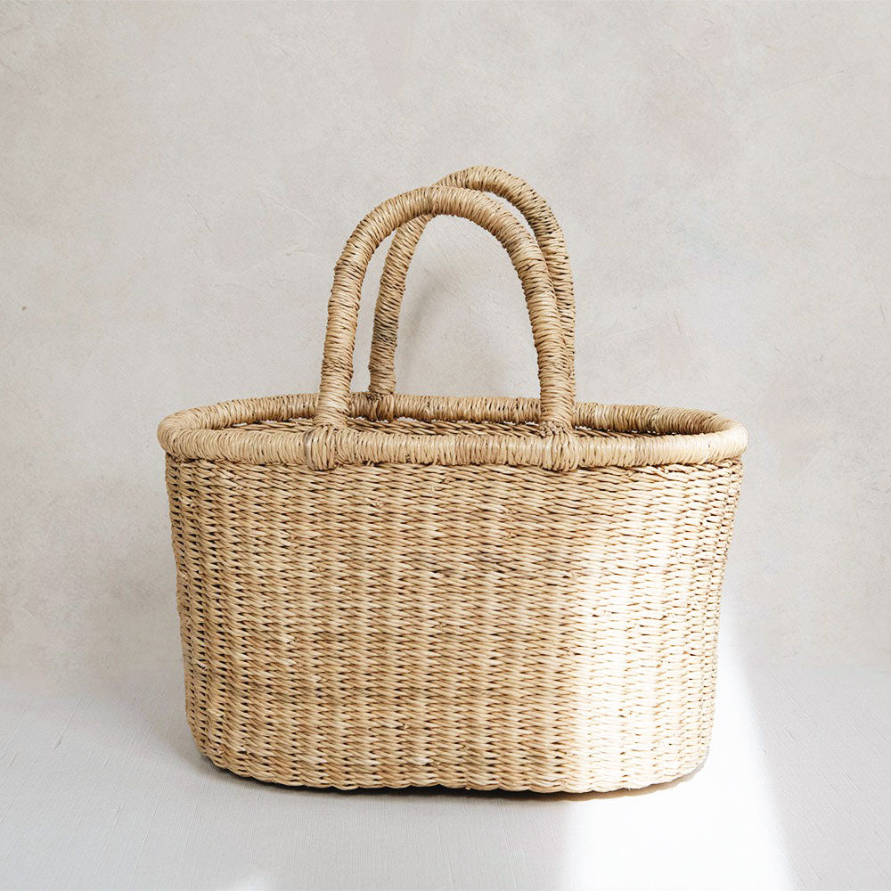 Stylish Petite Basket Tote Bag for Women - Lightweight Woven Handbag with Leather Handles - Perfect for Beach, Picnic, Shopping & Daily Use
