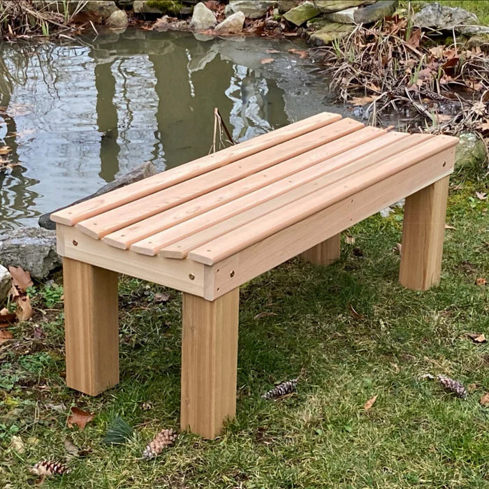 Regallion 4-Foot Courtyard Bench - Outdoor Garden Bench with Weather-Resistant Wood for Patio, Backyard, and Park Use