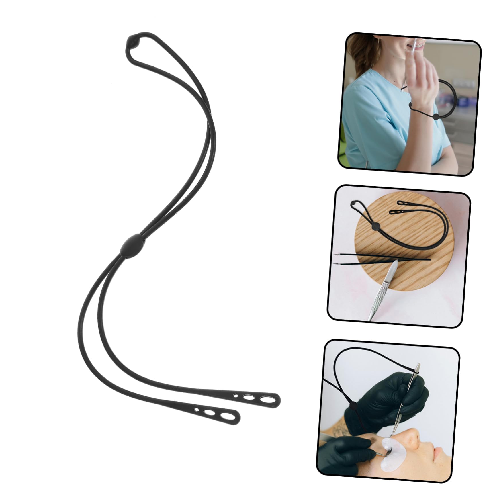 Premium Eyelash Tweezers with Adjustable Wrist Strap - Professional Lash Extension Tool for Makeup Artists & DIY - Black Eyelash Separator & Holder for Salon, Home & Travel Use