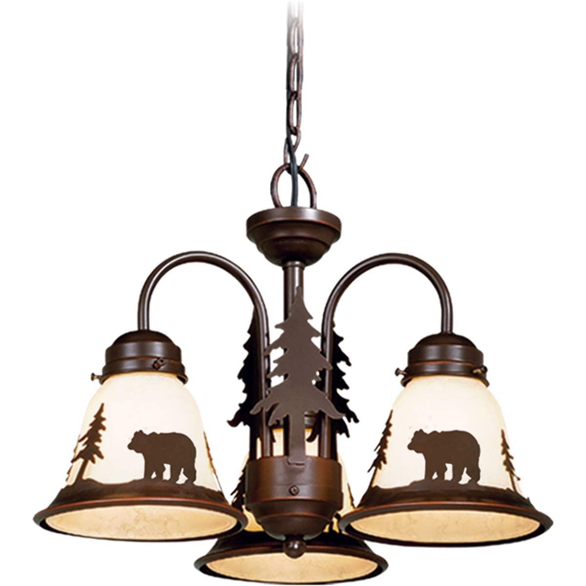 3-Light Burnished Bronze Rustic Bear Ceiling Fan Light Kit - Wildlife Lodge Lighting for Cabin, Ranch & Rustic Home Decor - Perfect for Bedroom, Living Room & Outdoor Covered Porches