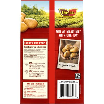 Ore-Ida Diced Potato Hash Browns - Gluten Free, Kosher Certified, 60 Calories per Serving - 6 Pack (32 oz Each) - Perfect for Breakfast, Brunch & Meal Prep