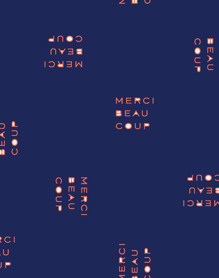 Clare V. 'Merci Beaucoup' Navy Blue French-Inspired Wallpaper - Perfect for Living Room, Bedroom & Home Office Decor