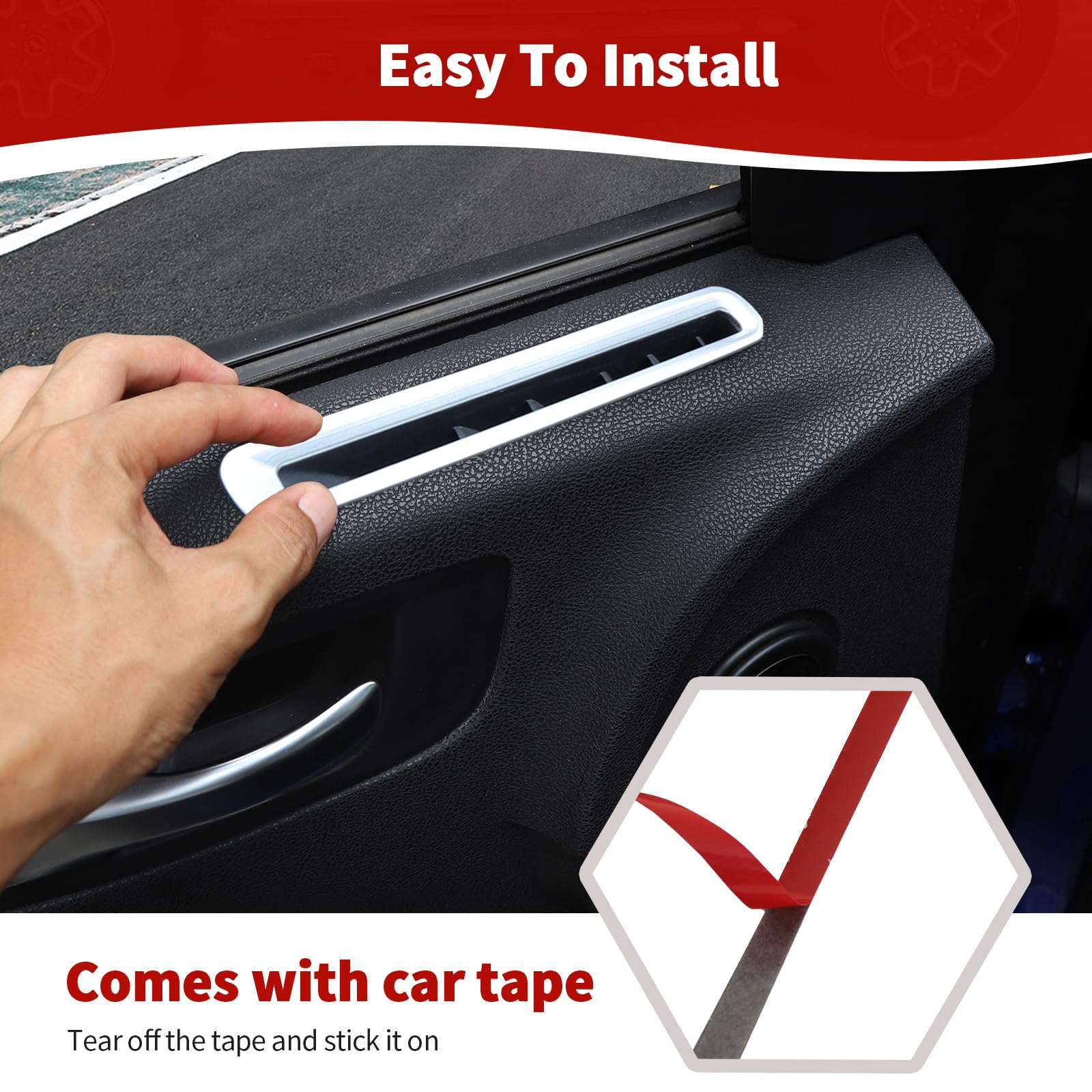 Dodge Charger 2011-2023 AC Vent Trim Cover - Silver Interior Accessories (2pcs) | RT-TCZ Charger Door Air Vent Upgrade | Perfect for Car Interior Customization & Protection