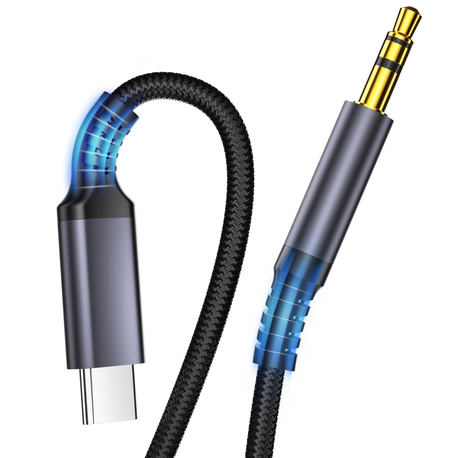 USB C to 3.5mm Aux Audio Cable 4.3ft - Type C to Headphone Jack Adapter for iPhone 16/15 Pro Max, Samsung Galaxy S24/S23/S22/S21, Pixel 4/5 XL - Car Audio, Home Stereo & Mobile Device Connectivity