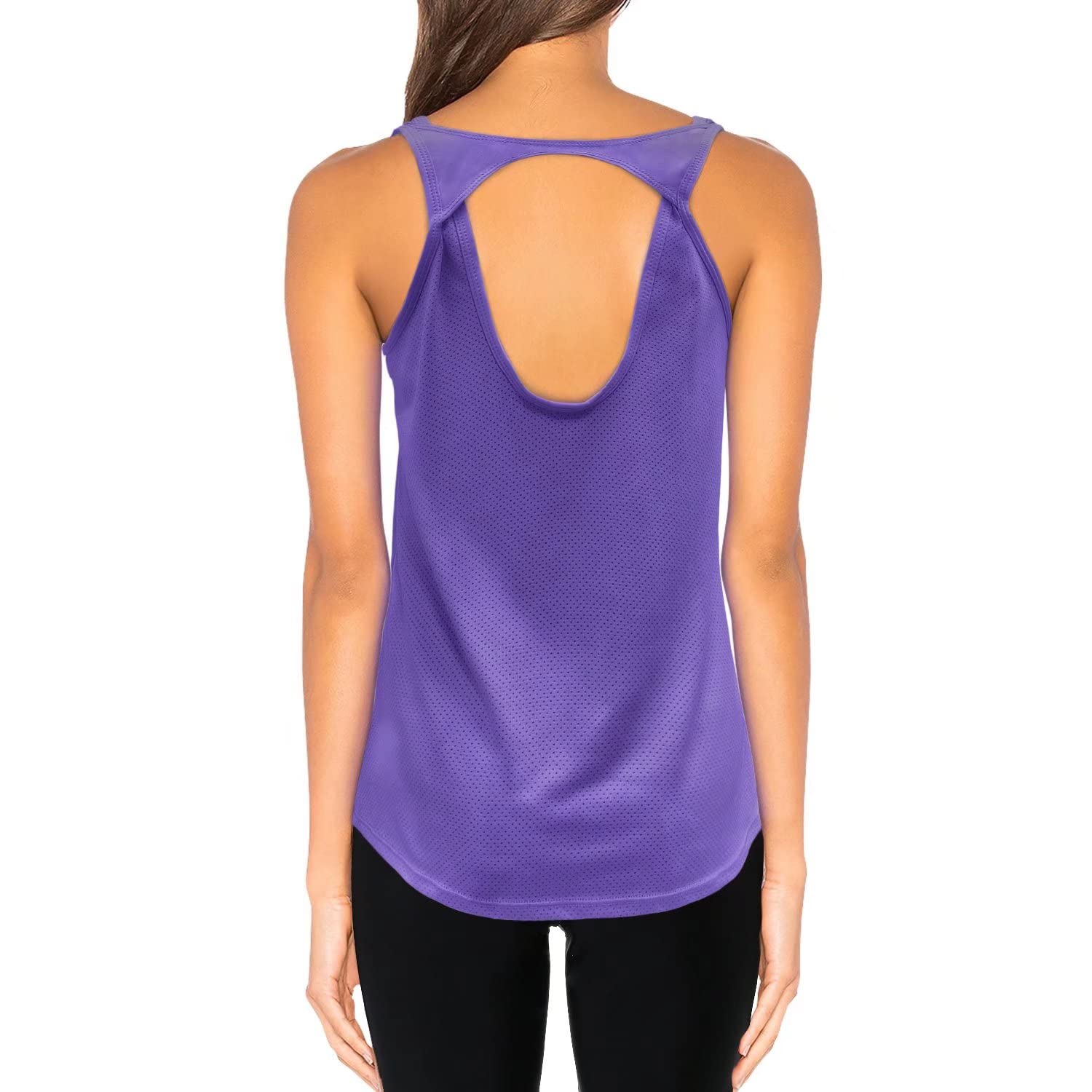 HISOKOI Women's Workout Tank Tops - Sleeveless Racerback Yoga Shirts, Loose Fit Athletic Tops for Gym, Running & Casual Wear