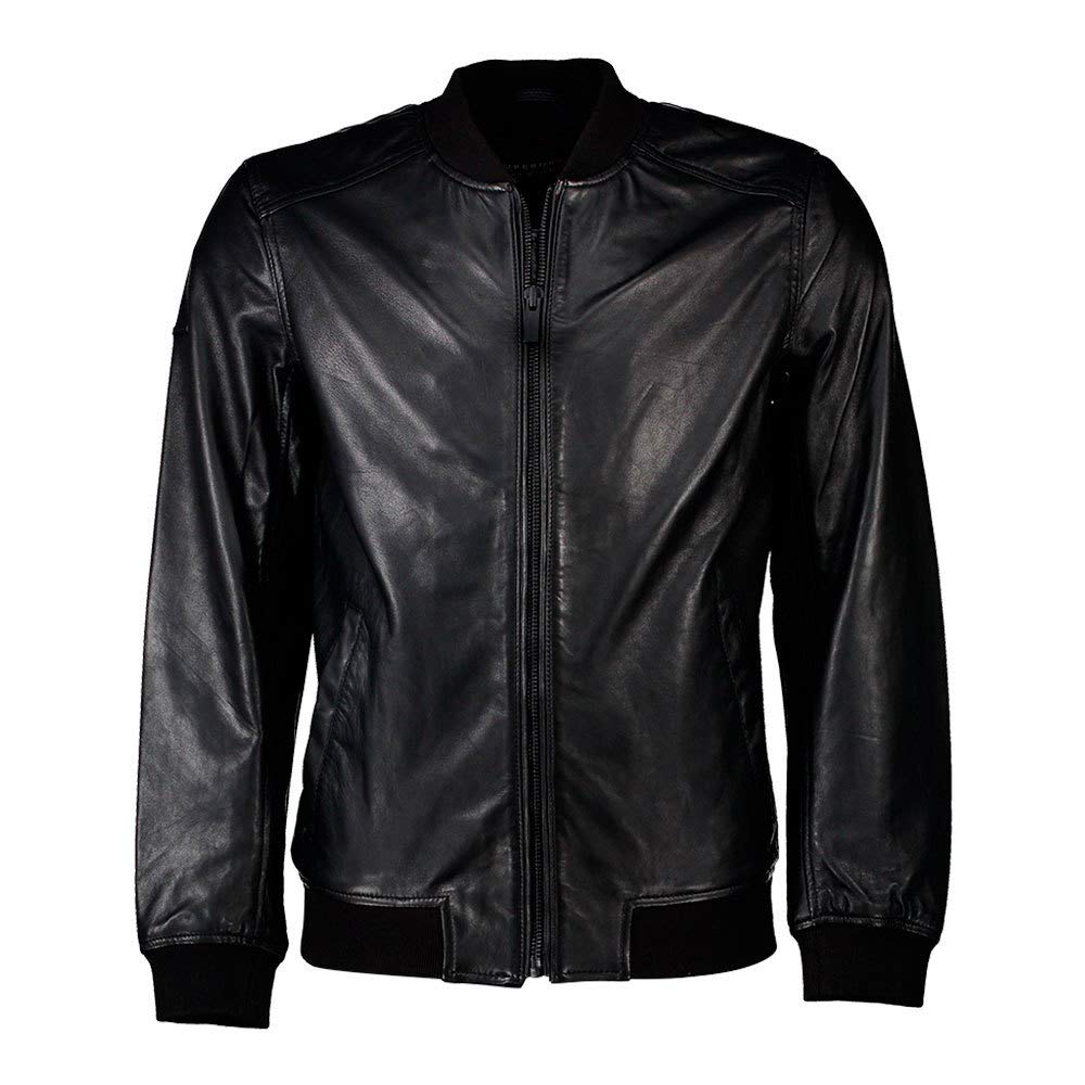Superdry Men's Lightweight Leather Bomber Jacket - Stylish & Durable Outerwear for Casual Wear, Night Out & Travel