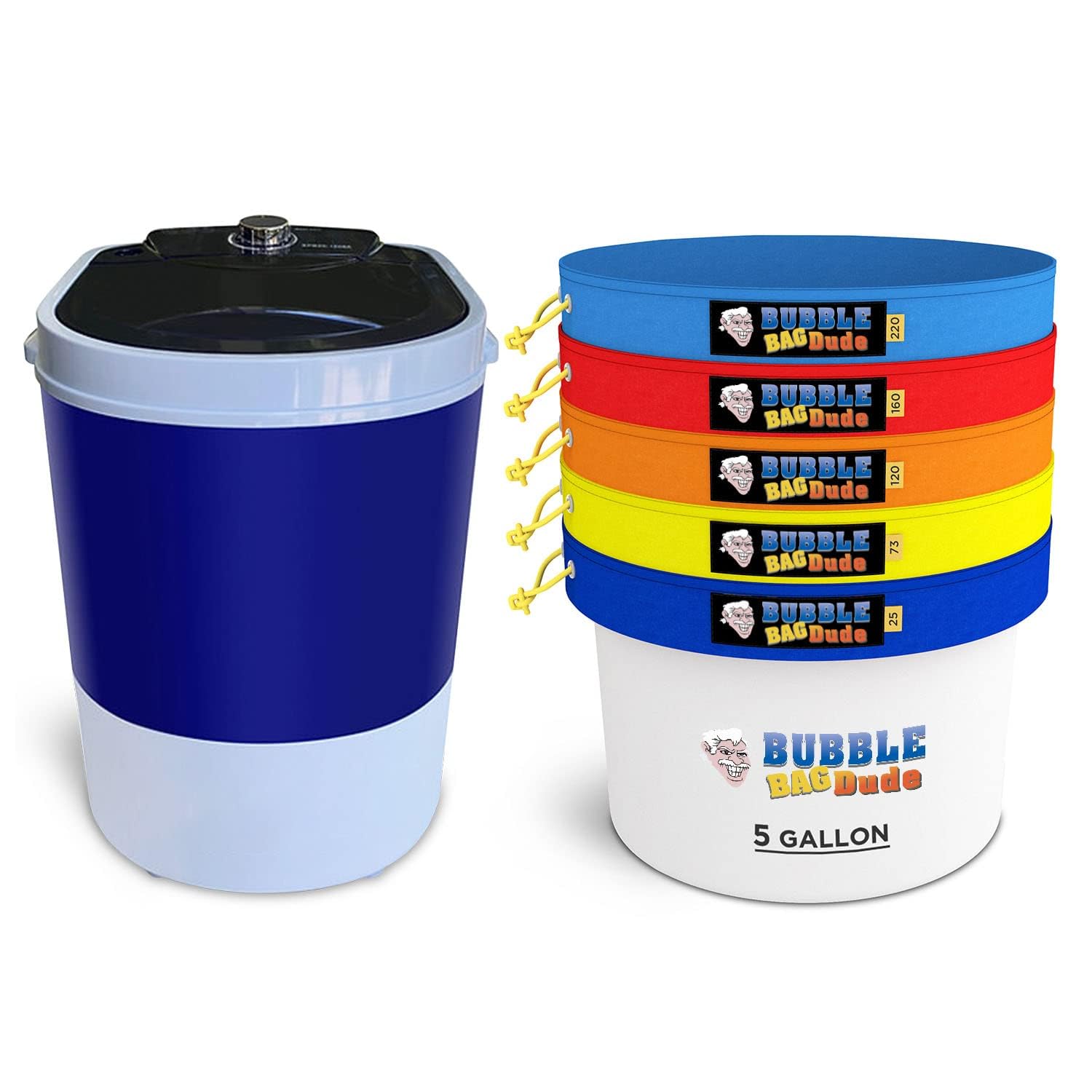 BUBBLEBAGDUDE 5 Gallon 5 Bag Kit Herbal Extraction System - 110V Bubble Bag Machine with Durable Filter Bags for Straining & Filtering - Perfect for Coffee, Beer Brewing, Essential Oils & Cannabis Processing