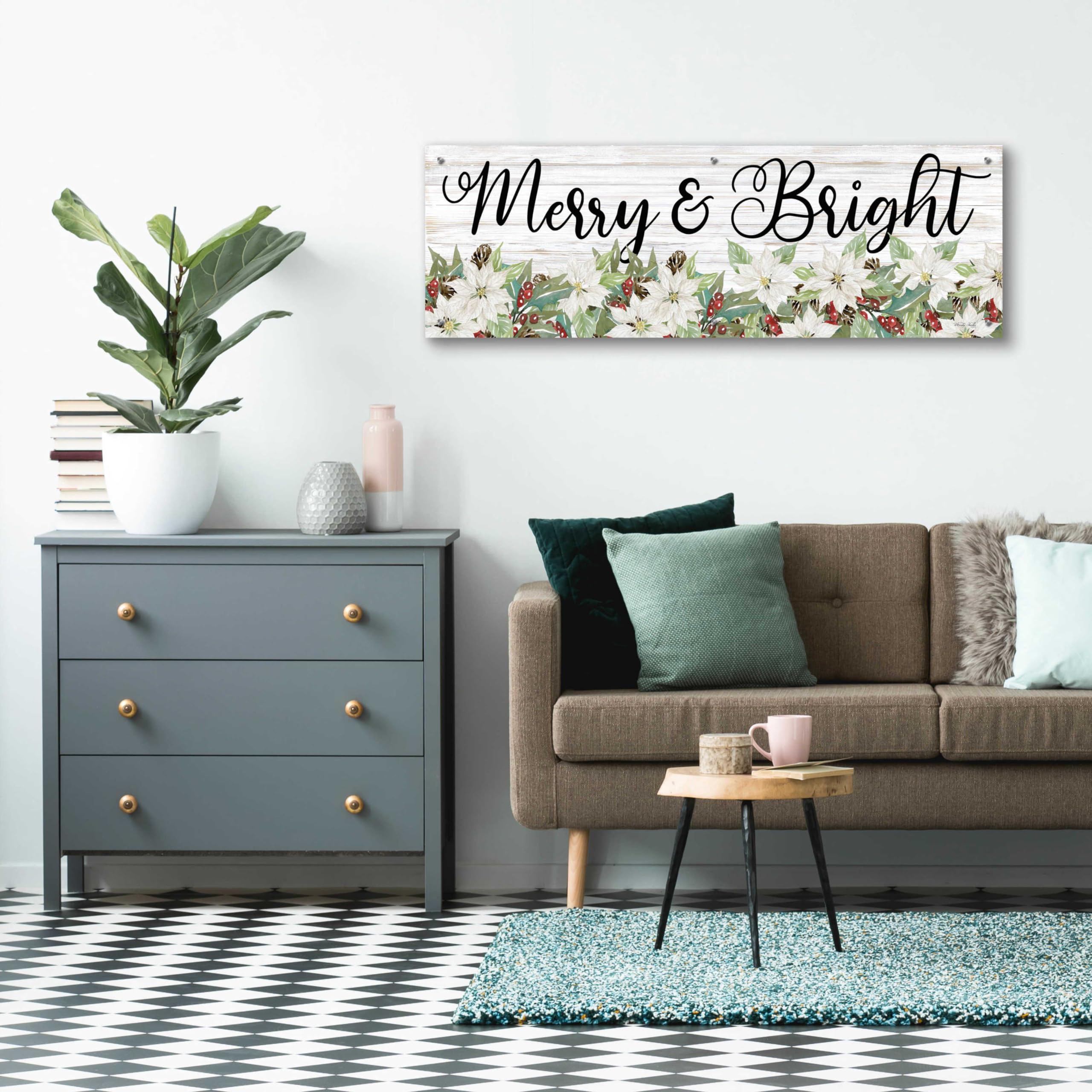Epic Art 'Merry & Bright' by Cindy Jacobs - 48x16 Inch Acrylic Glass Wall Decor - Perfect for Living Room, Bedroom & Office Decoration