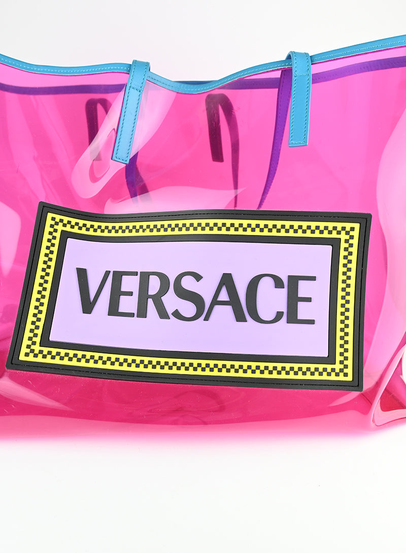 Versace Pink PVC Shopper Bag - Luxury Designer Tote for Women, Perfect for Shopping, Travel & Everyday Use