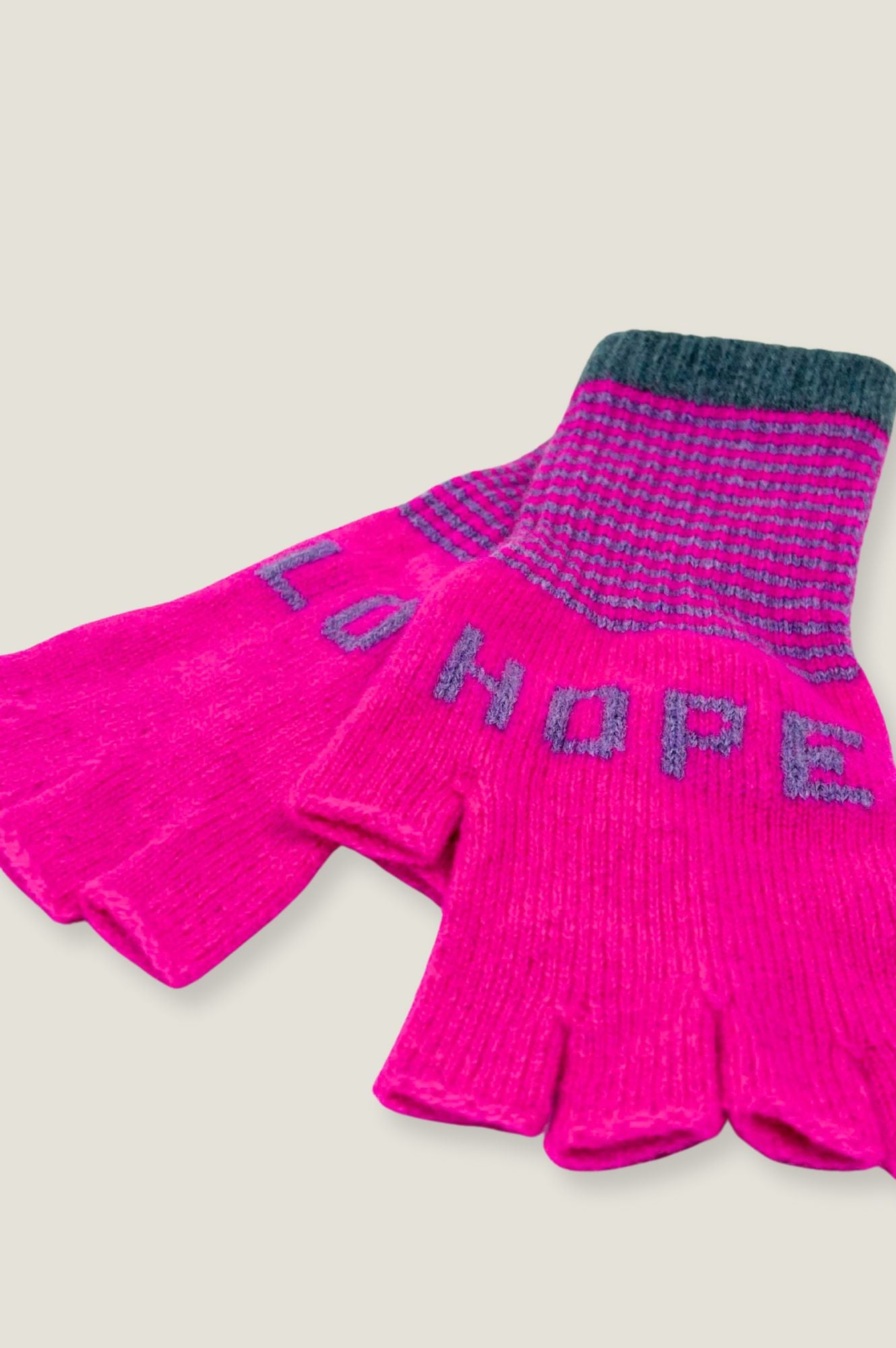 Love Hope Fingerless Gloves for Women - Soft Knit Wrist Warmers in Pink, Grey & Green | Perfect for Typing, Driving & Cold Weather Comfort