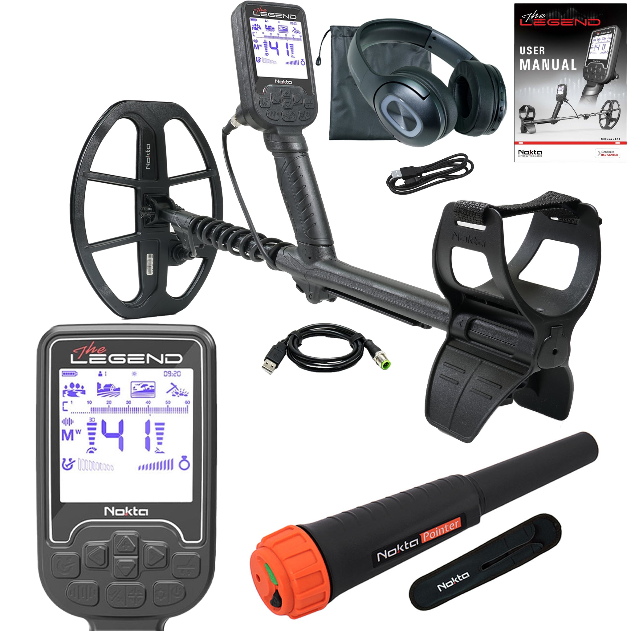 Nokta The Legend WHP Metal Detector with Wireless Headphones & LG30 12x9 Coil - Professional Waterproof Gold Detector for Treasure Hunting, Beach & Field Metal Detecting - Starter Package for Beginners & Experts