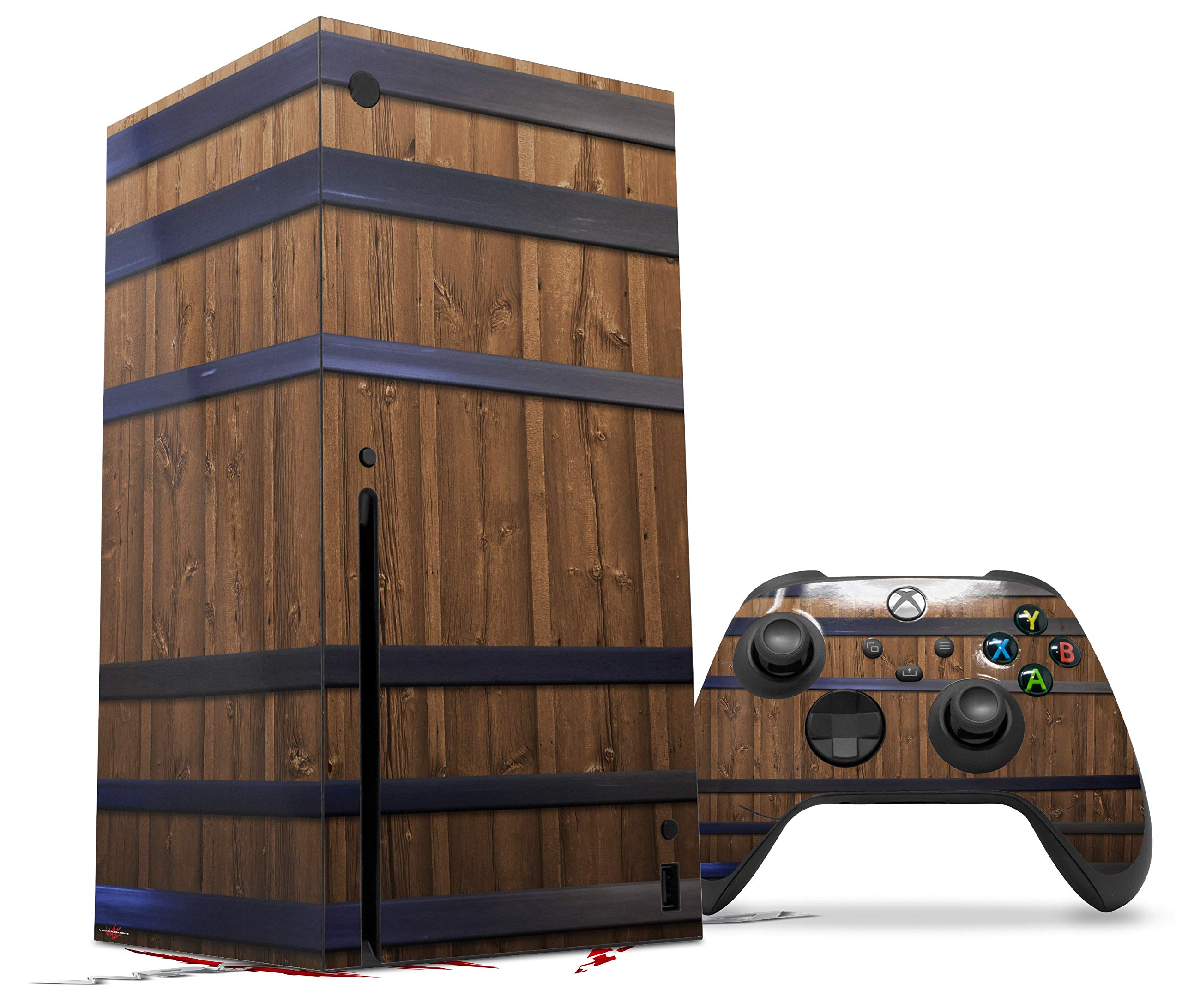 XBOX Series X Console & Controller Vinyl Wrap Skin Decal - Wooden Barrel Design | Protective Custom Cover for Gaming Accessories | Perfect for Home Entertainment & Gaming Setups (Console Not Included)
