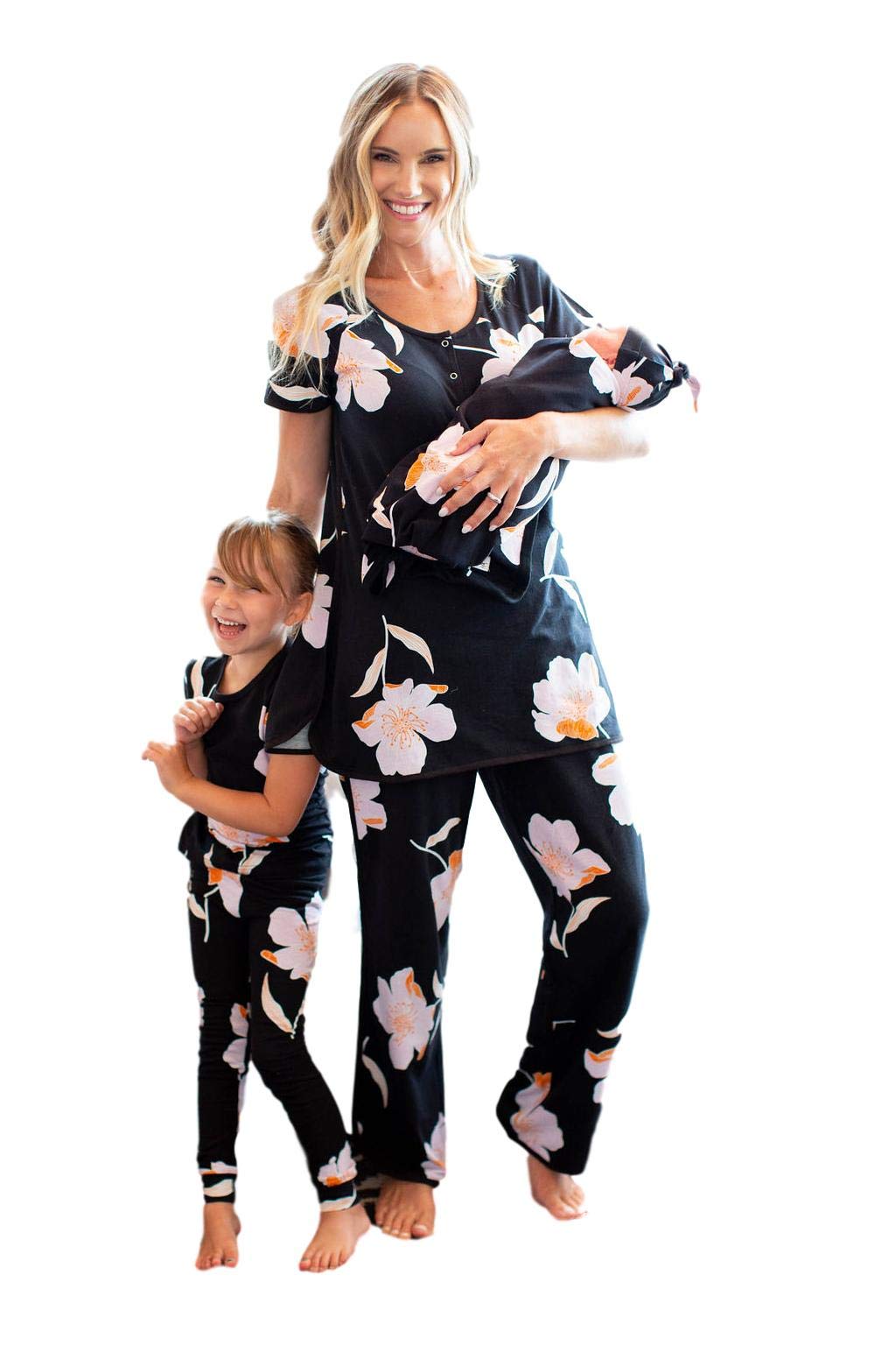 Matching Mom and Big Sister Pajamas Set with Swaddle Blanket - Mommy & Me Family Pajamas (XLarge/5T, Willow Floral) - Perfect for Family Photos, Christmas Matching Outfits & Cozy Sleepwear