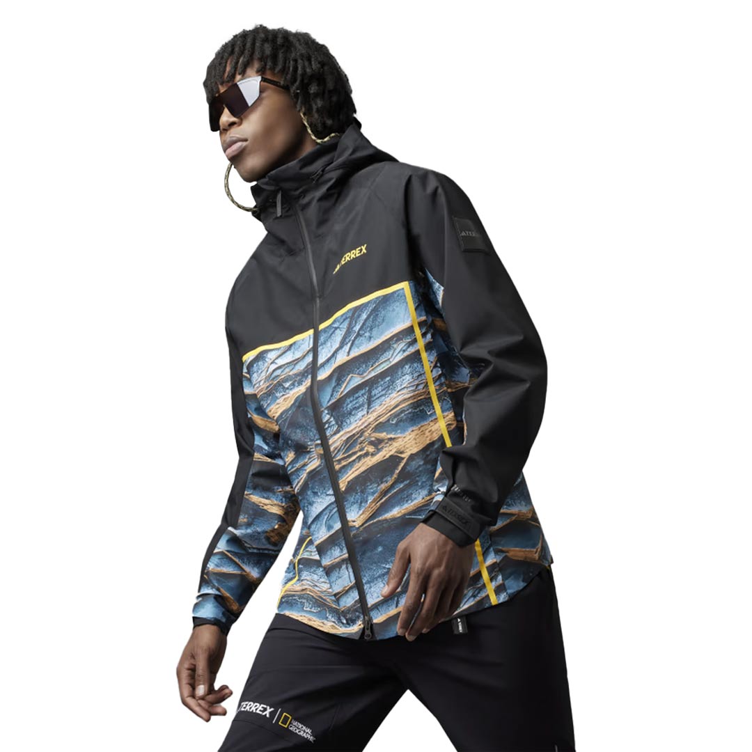 adidas Men's National Geographic RAIN.RDY Waterproof Jacket - Lightweight Windbreaker for Hiking & Outdoor Adventures (IC1979)