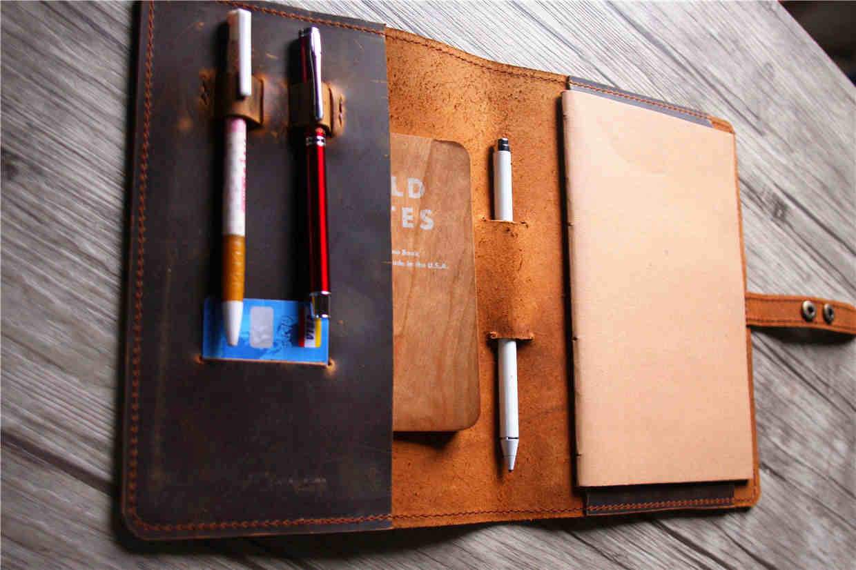 Premium Custom Leather Notebook Holder - Personalized A5 A6 Journal Cover - Perfect for Office, Travel & Gifts