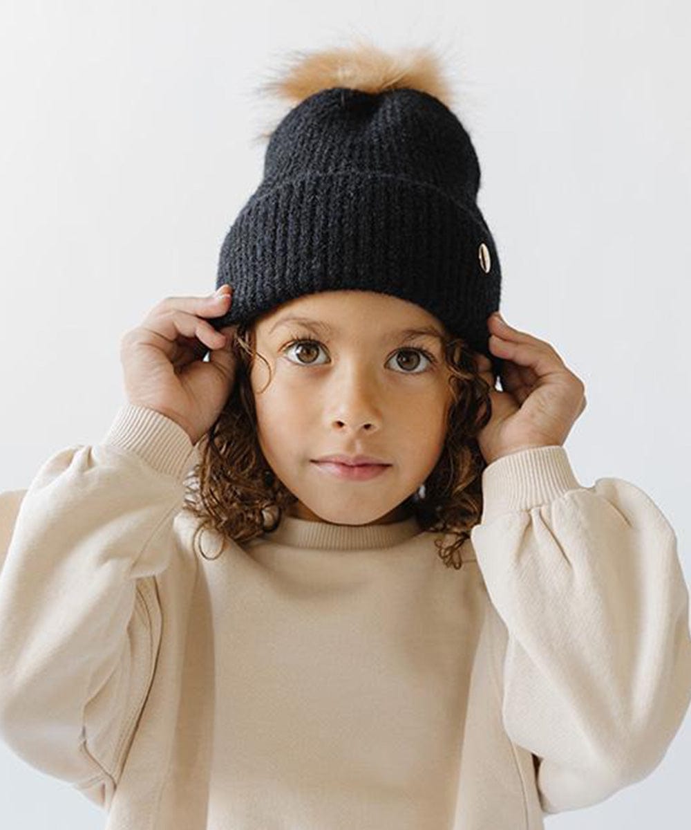 Milo Kids Pom Beanie - Soft Winter Hat for Boys & Girls - Warm Knit Beanie with Faux Fur Pom Pom - Perfect for Snow Play, Outdoor Activities & Cold Weather Fashion