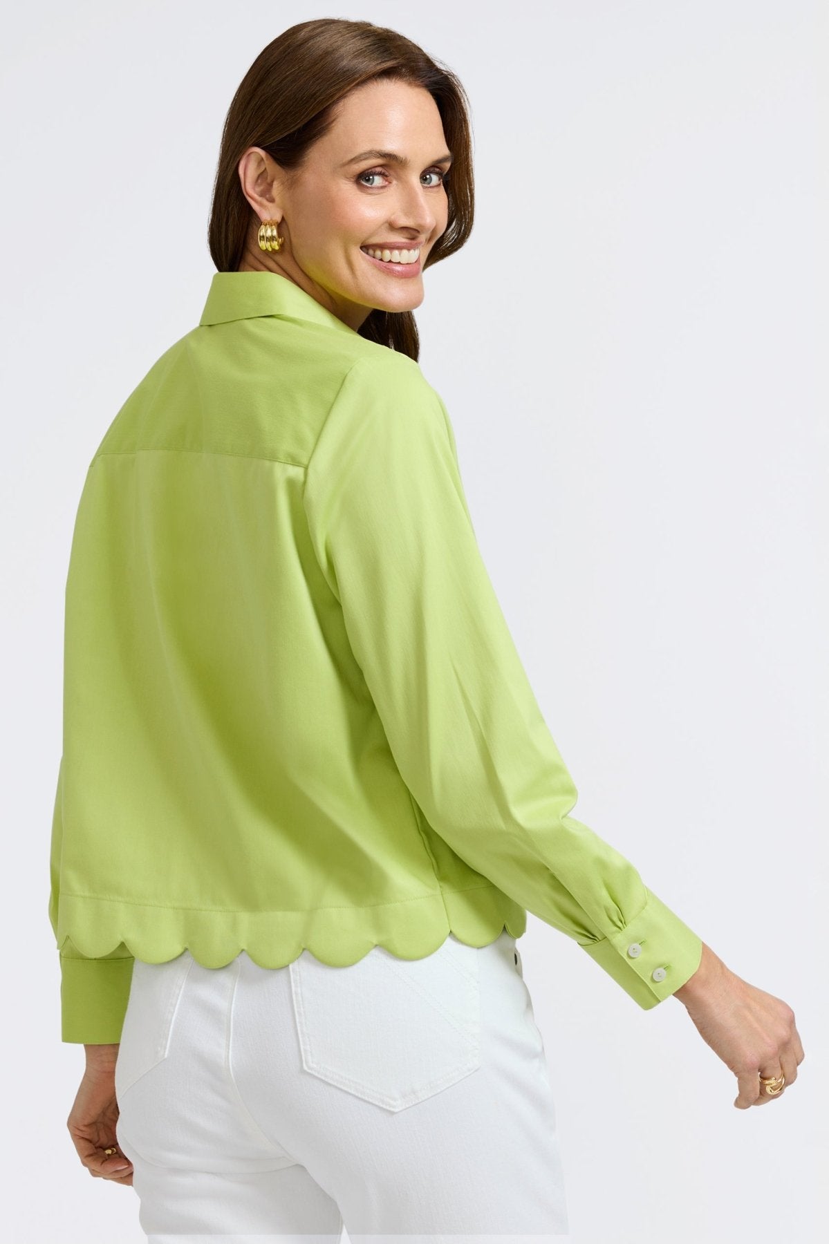 Scarlett No Iron Stretch Matte Sateen Long Sleeve Shirt for Women - Wrinkle-Free Comfortable Office Blouse for Business Casual & Professional Wear
