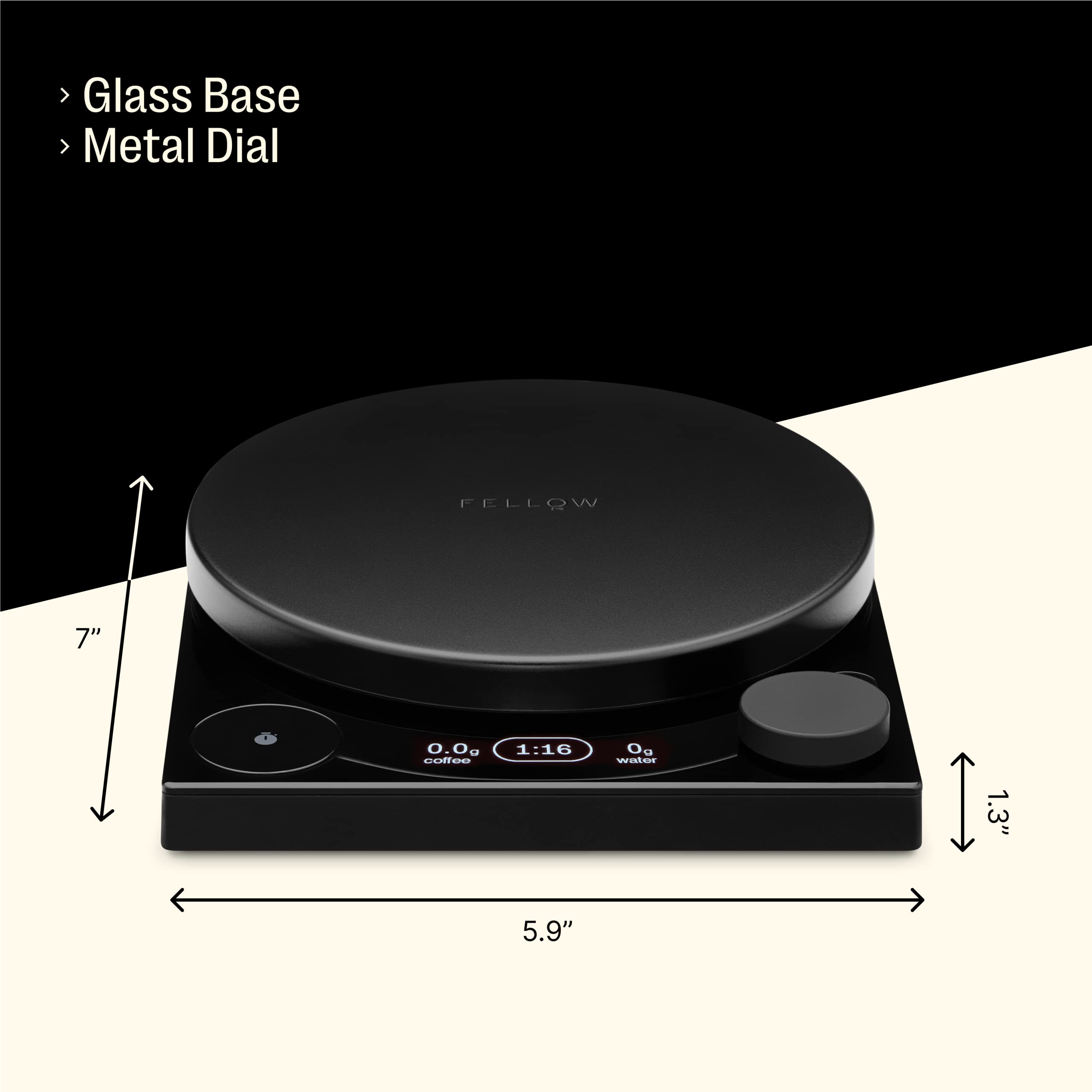 Fellow Tally Pro Studio Digital Coffee Scale - High Precision Kitchen Scale with Tempered Glass Top for Coffee Brewing, Baking & Small Goods (5 lbs Capacity) - Measures in Grams, Ounces, Pounds & Milliliters - Matte Black - Perfect for Home Baristas, Coffee Shops & Culinary Enthusiasts