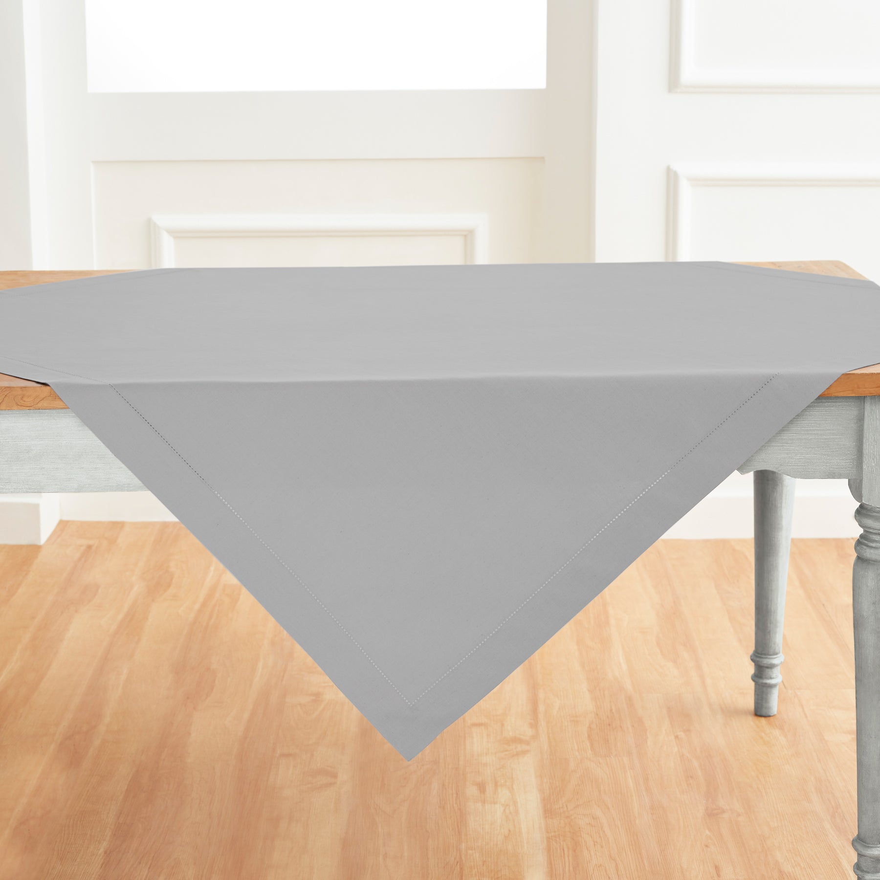 Premium Cotton Linen Hemstitch Table Throw - Elegant Decorative Table Runner for Dining Room, Wedding, Party & Home Decor