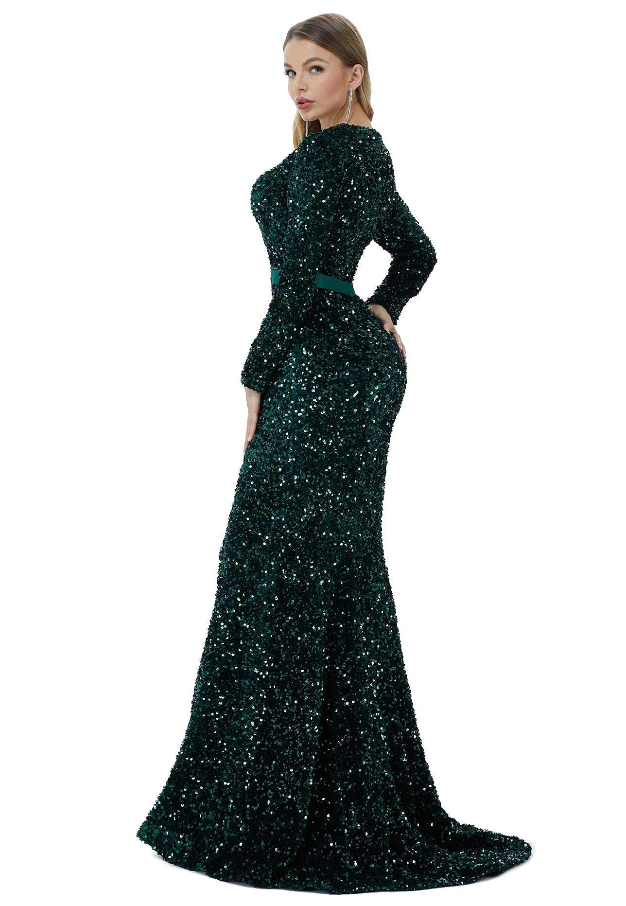 Elegant Datangep Women's Sequin Mermaid Evening Dress with Long Sleeves - Formal Party, Prom, Bridesmaid Gown for Special Occasions | Perfect for Weddings, Galas & Black Tie Events