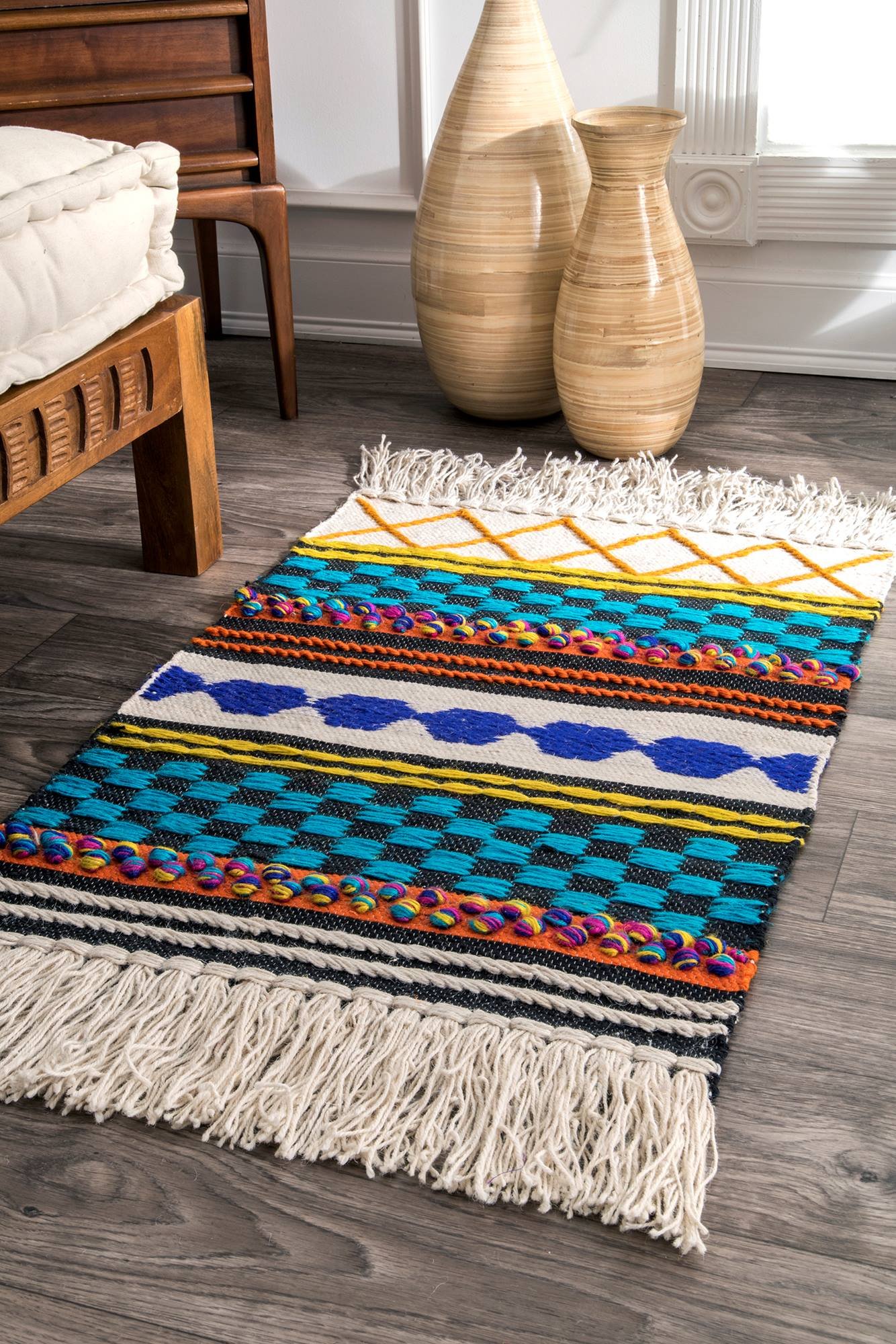nuLOOM Southwestern Abstract Shapes Jute Runner Rug 2' x 6' Multi - Boho Chic Entryway & Hallway Decor for Farmhouse & Modern Homes
