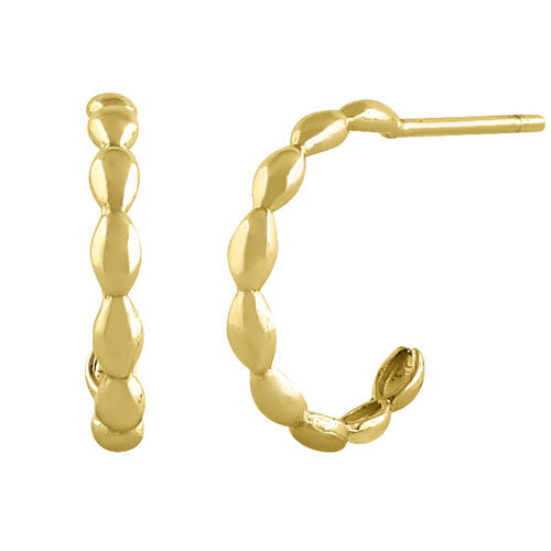14K Yellow Gold Wavy Hoop Earrings for Women - Dainty & Elegant Everyday Jewelry - Perfect for Work, Date Night & Special Occasions
