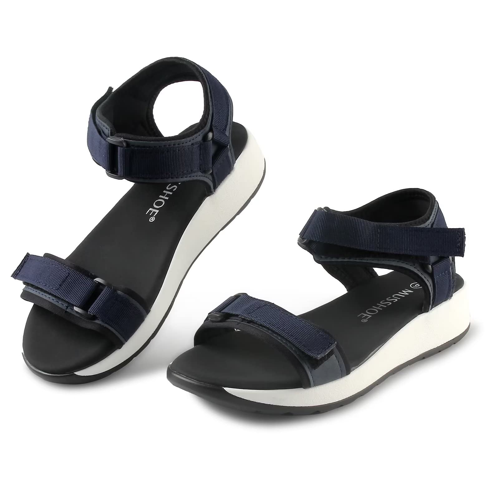 MUSSHOE Women's Comfortable Dressy Sandals with Elastic Ankle Strap - Summer Casual Beach Flip Flops & Flats for Outdoor Walking, Vacation, and Poolside Relaxation