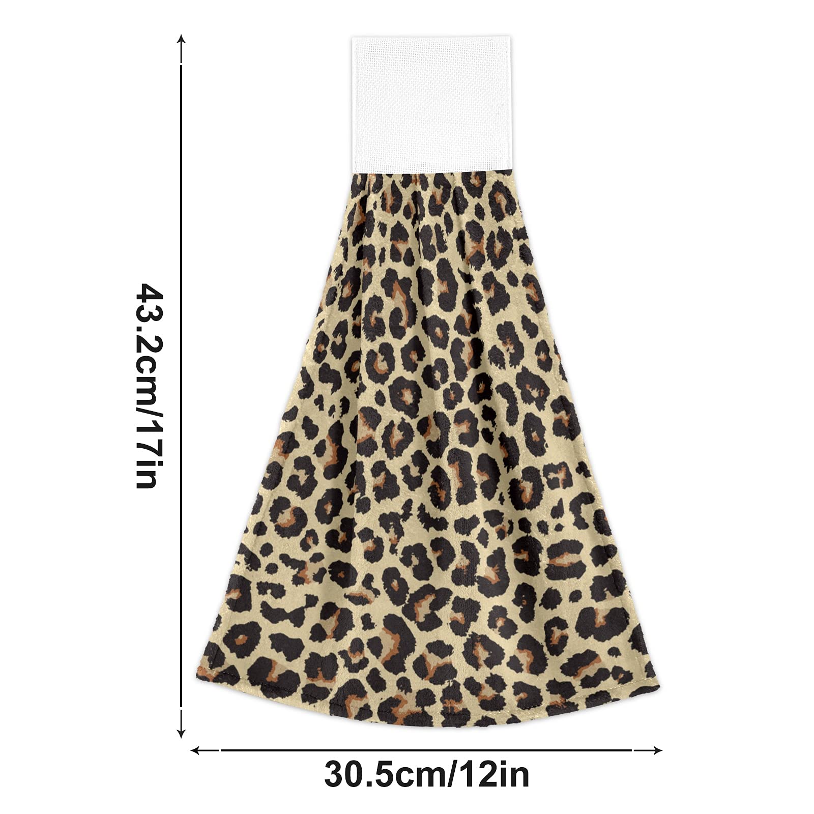 Bolaz Cheetah Leopard Print Hanging Kitchen Towels - 2 Pack Super Absorbent Hand Towels for Bathroom, Laundry & Kitchen - 12 x 17 Inches - Perfect for Drying Dishes, Wiping Counters & Decorating